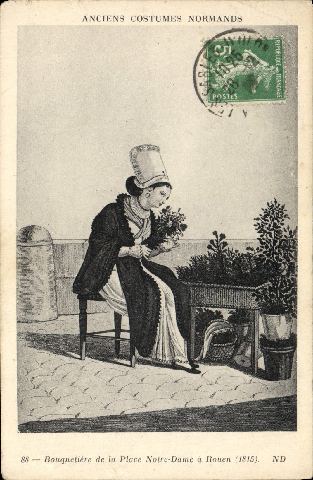 CPA Bouquetiere de la Place Notre Dame a Rouen 1815 Foklore