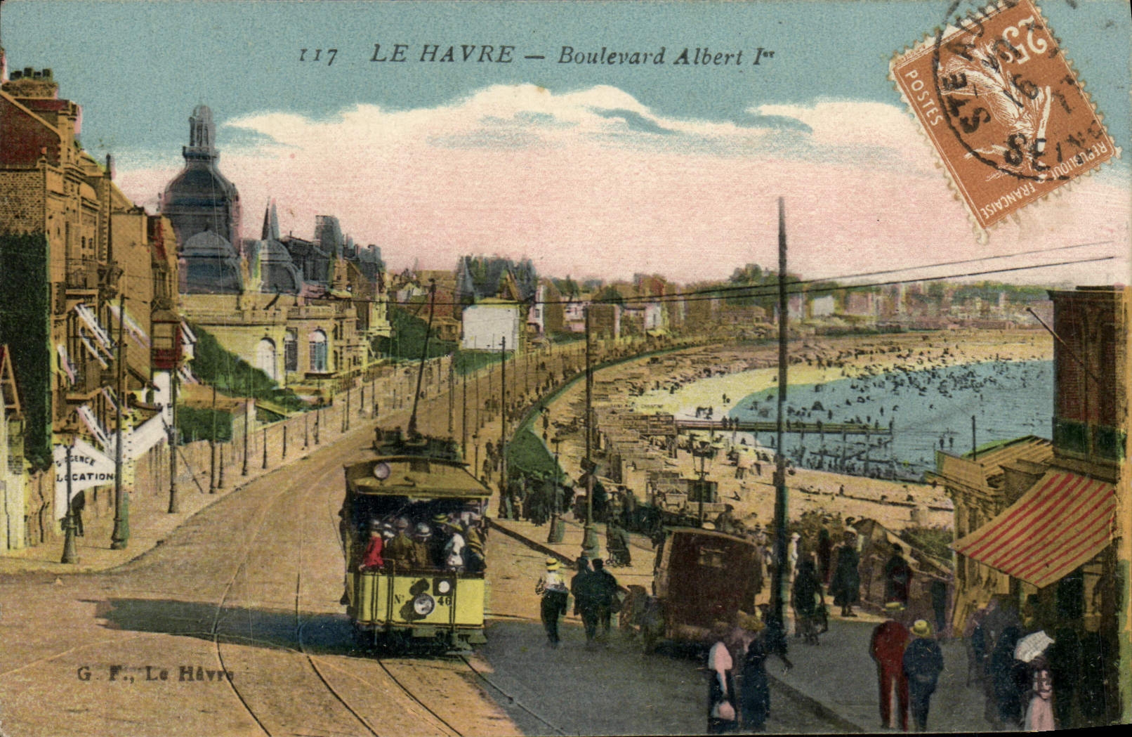 VINTAGE POSTCARD Le Havre Boulevard Albert 1st Tram