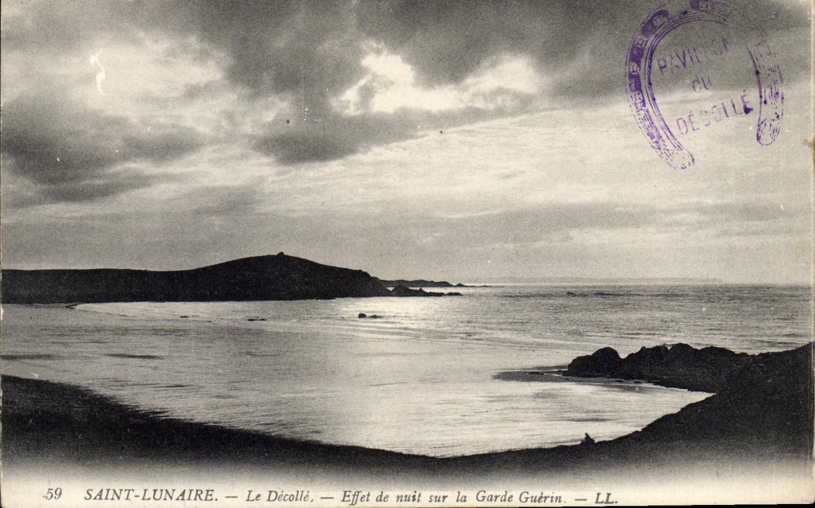 CPA Saint Lunaire Le Decolle Effet de Nuit Sur La Garde Guerin Cachet Fer a cheval