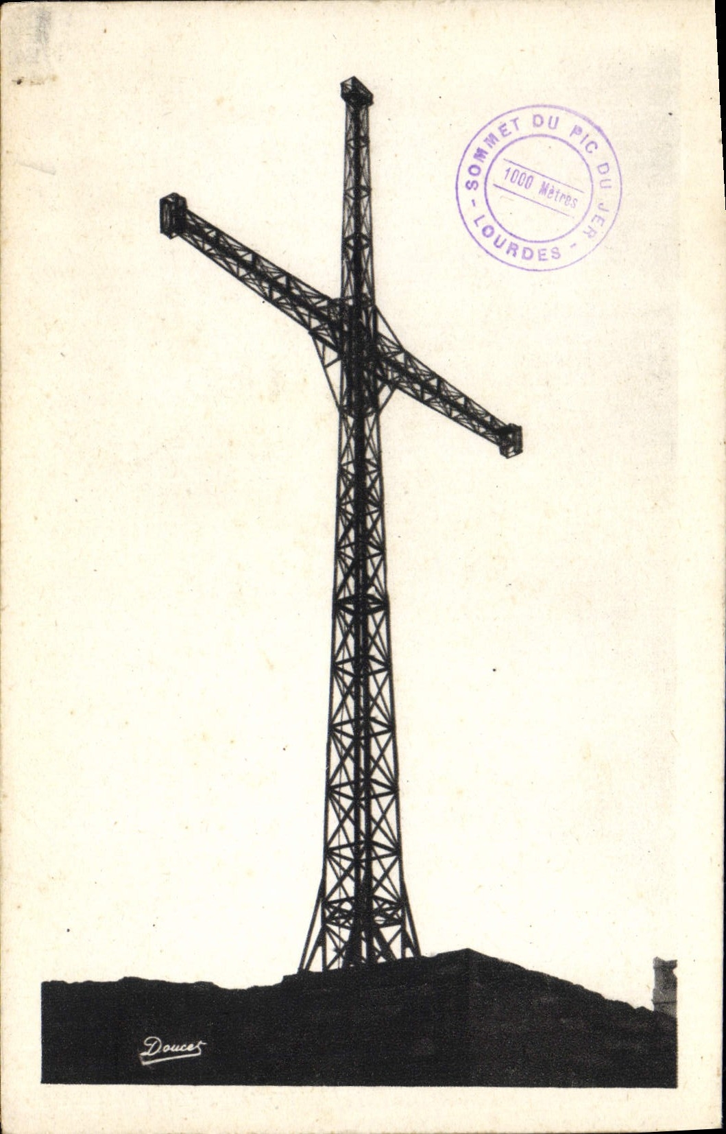 VINTAGE POSTCARD Heavy the Cross Summit of the Peak of Jer