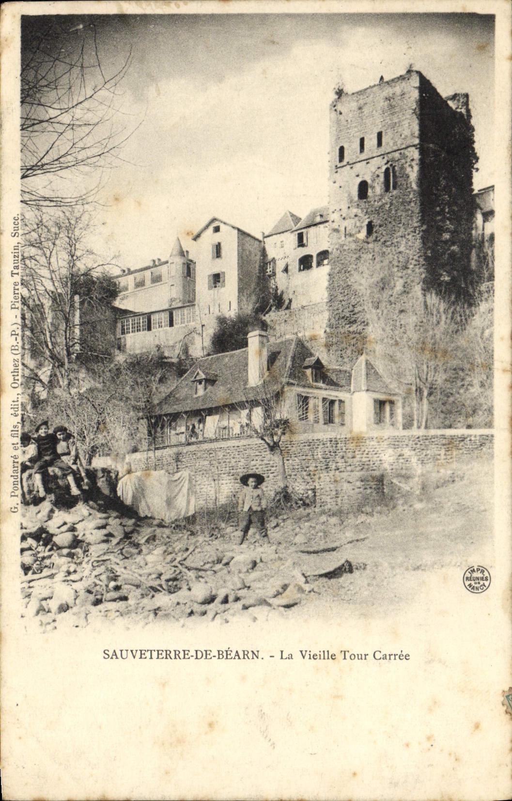 VINTAGE POSTCARD Sauverre De Bearn the Old woman Square Tower