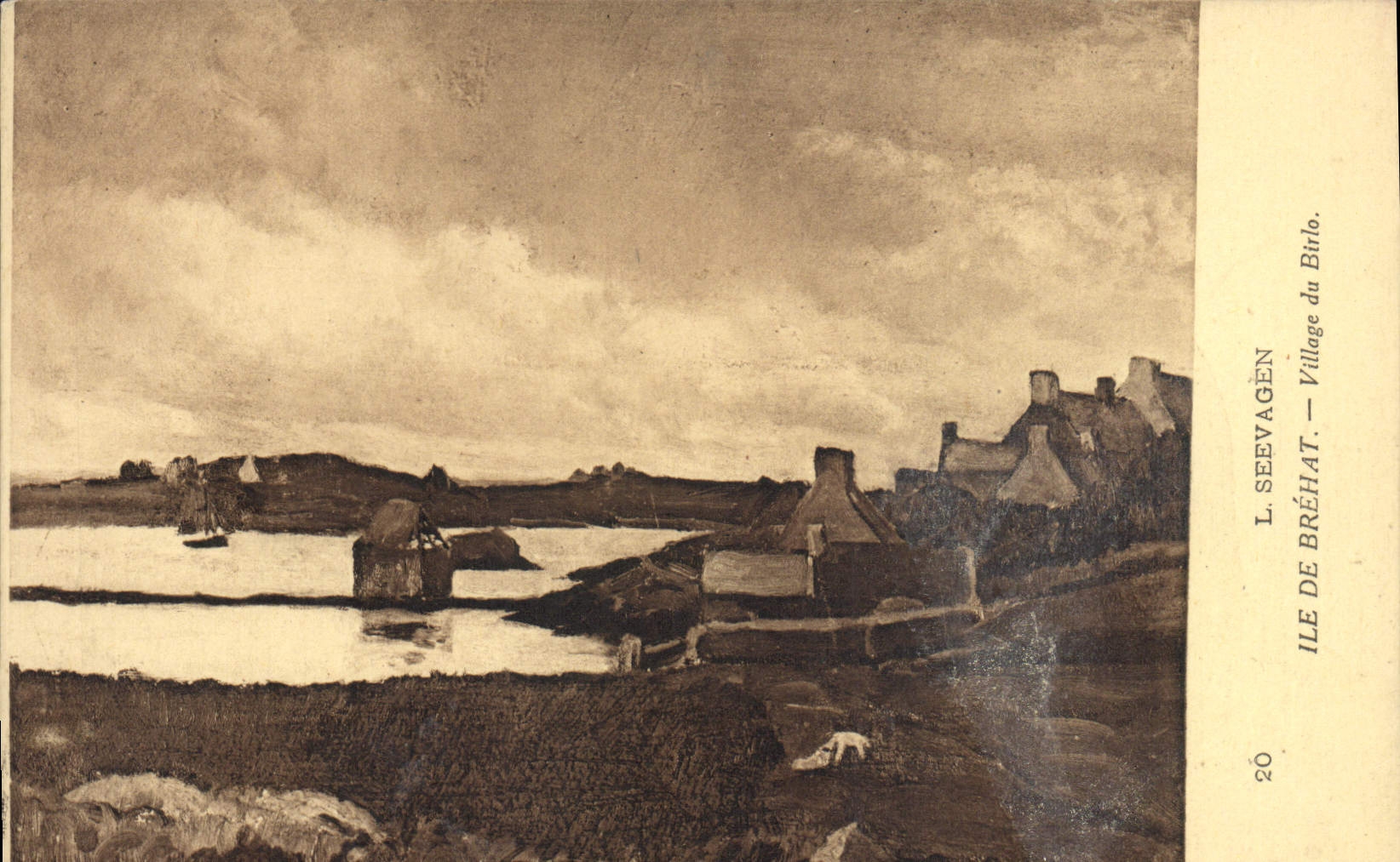 VINTAGE POSTCARD Island De Brehat Village of Birlo Seevagen