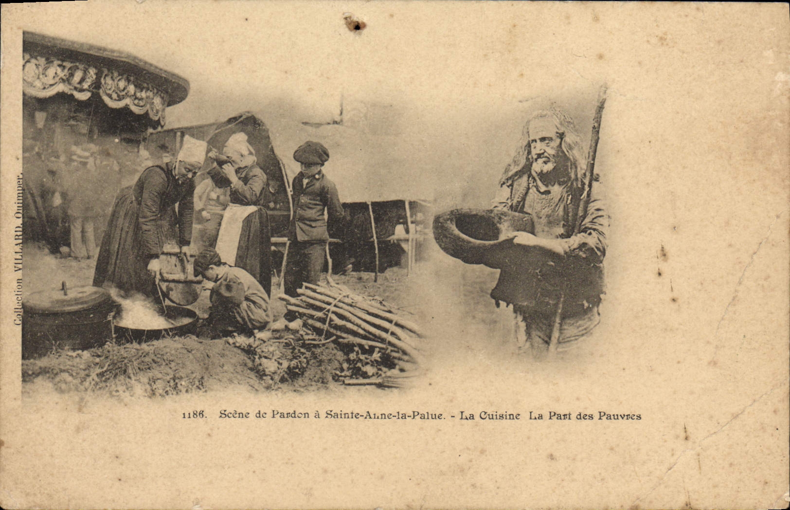 La escena de la POSTAL de la VENDIMIA del perdón tiene Sainte Aule Palue la parte de los pobres