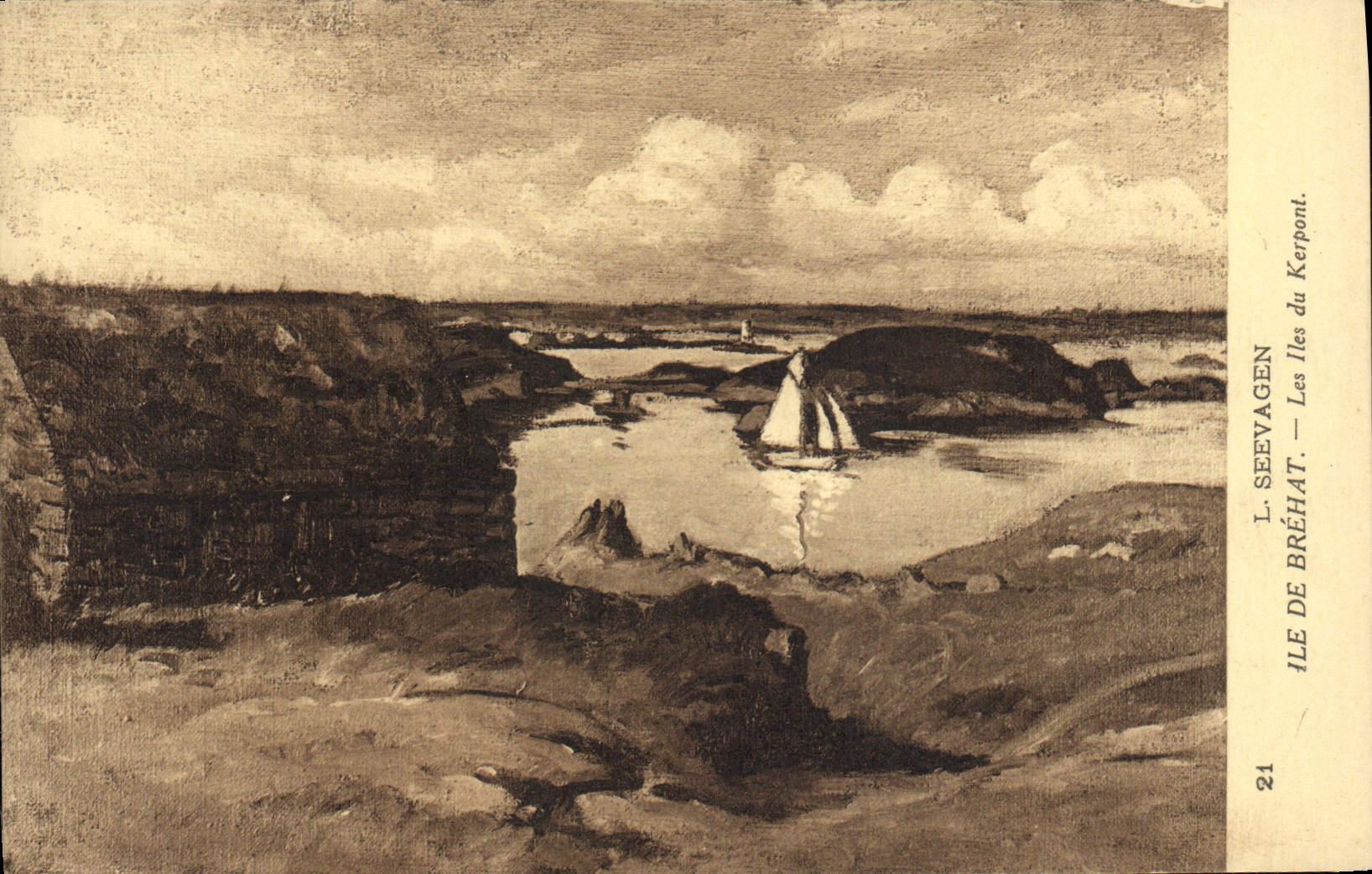 VINTAGE POSTCARD Island De Brehat Islands of Kerpont Seevagen