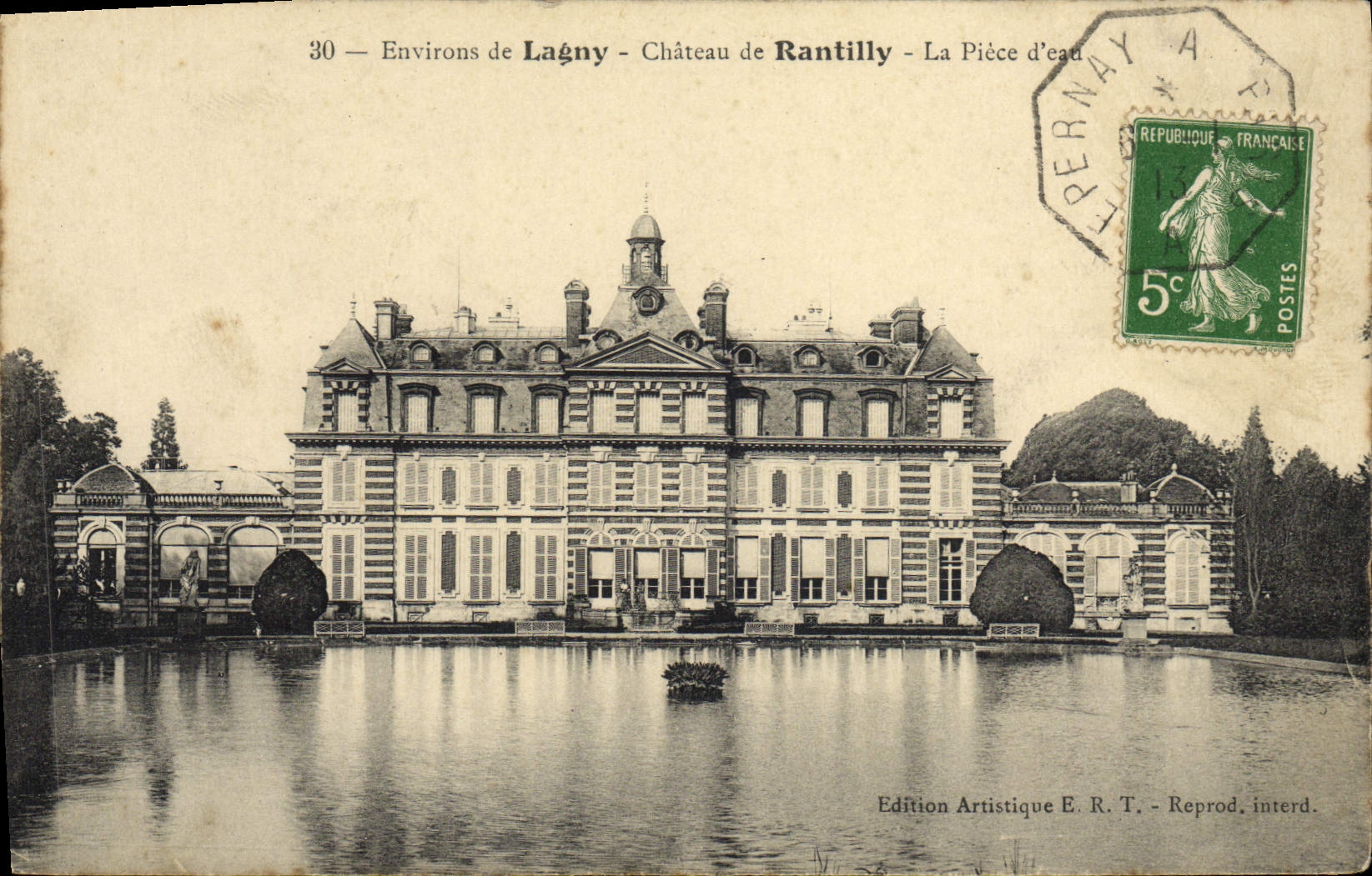 VINTAGE POSTCARD Surroundings of Lagny Castle of Rantilly the water Part