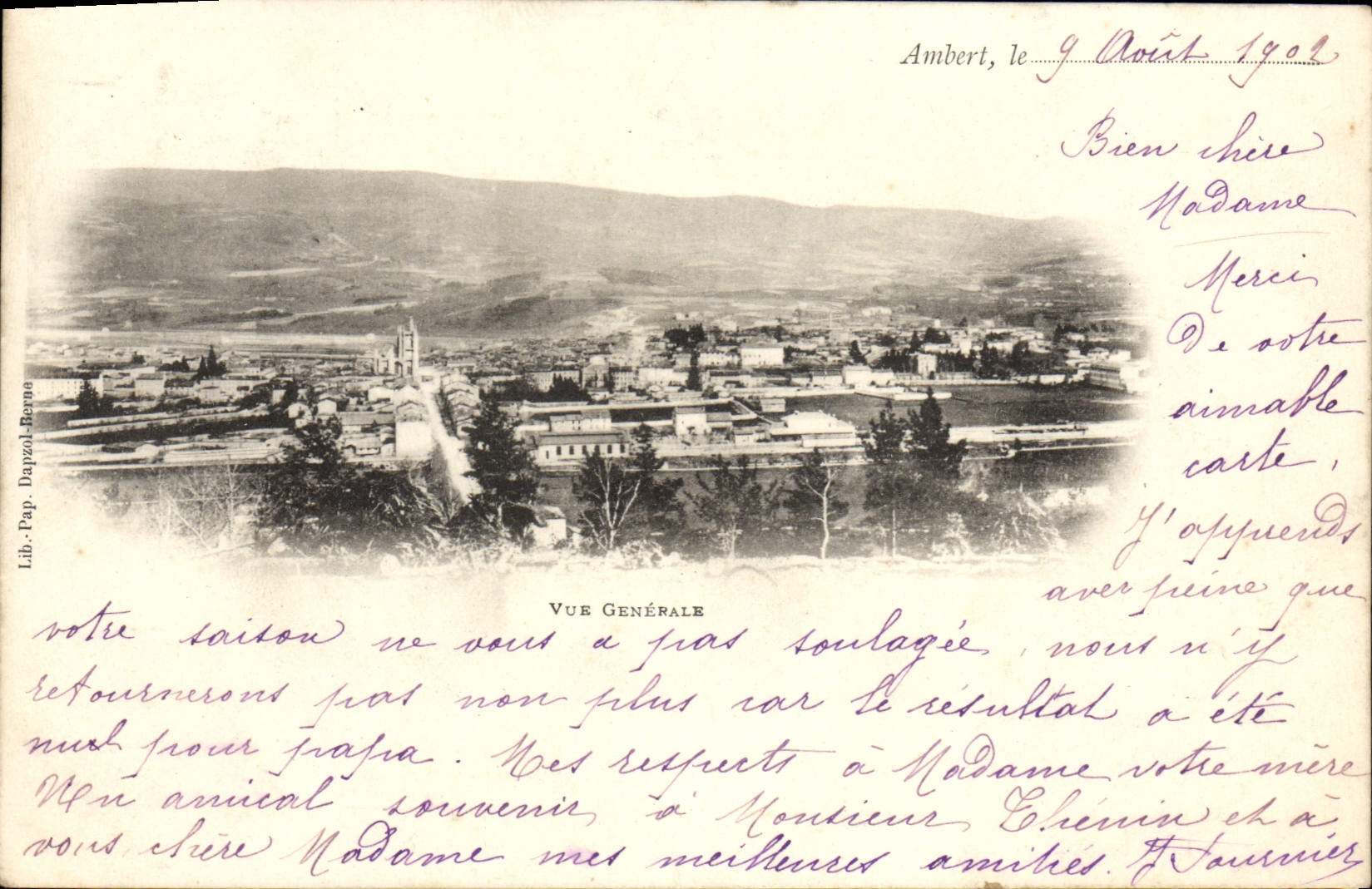 VINTAGE POSTCARD Ambert View