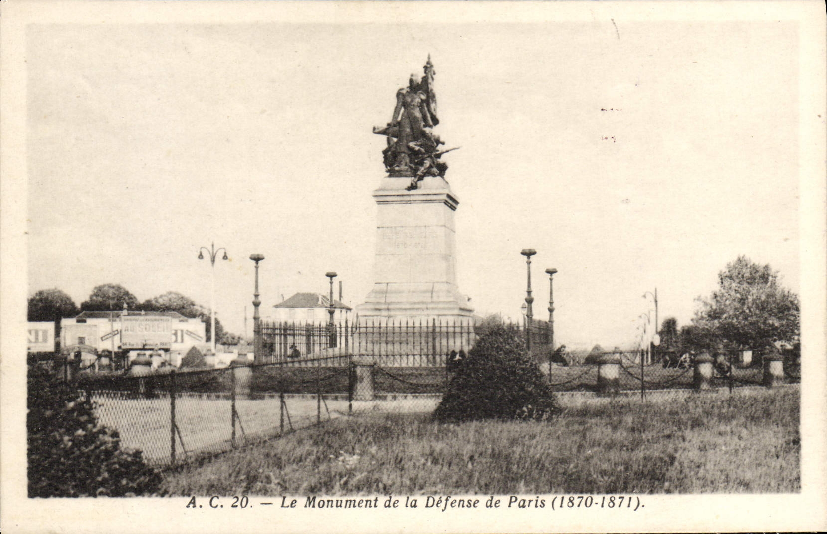 VINTAGE POSTCARD the Monument of the Defense of Paris 1870 1871 Militaria