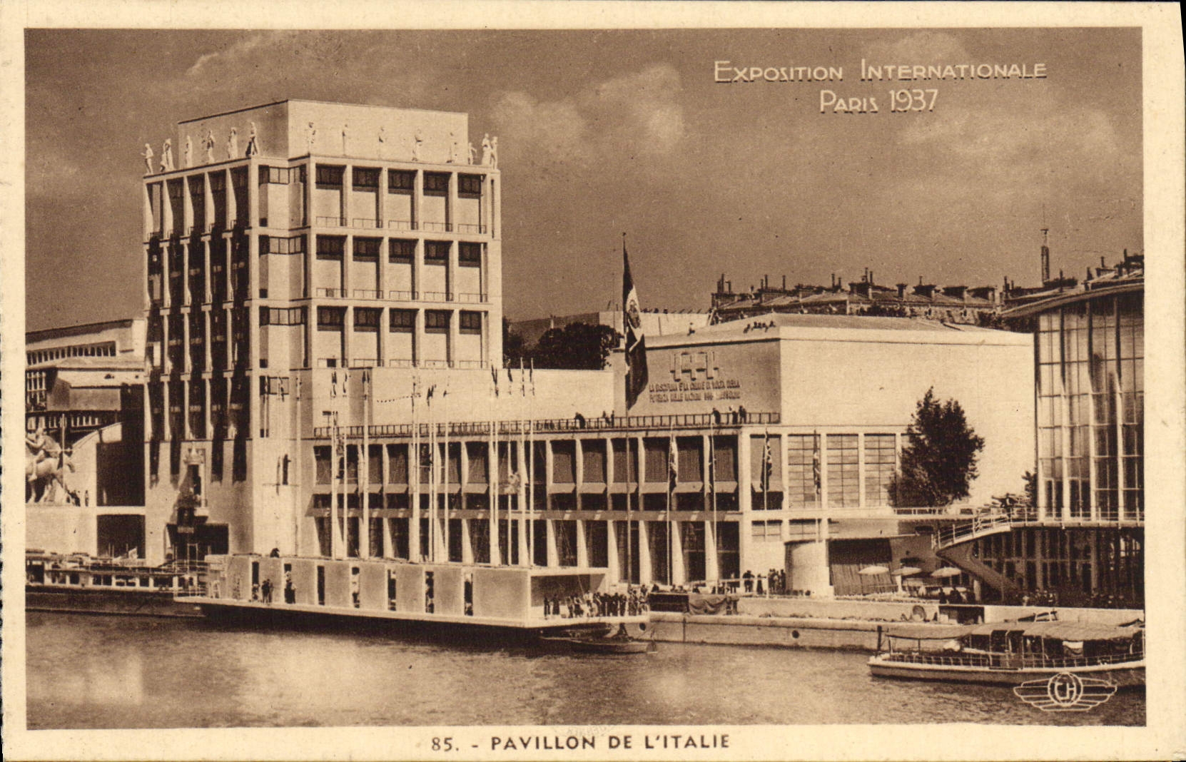 VINTAGE POSTCARD International exhibition Paris 1937 House Of Italy