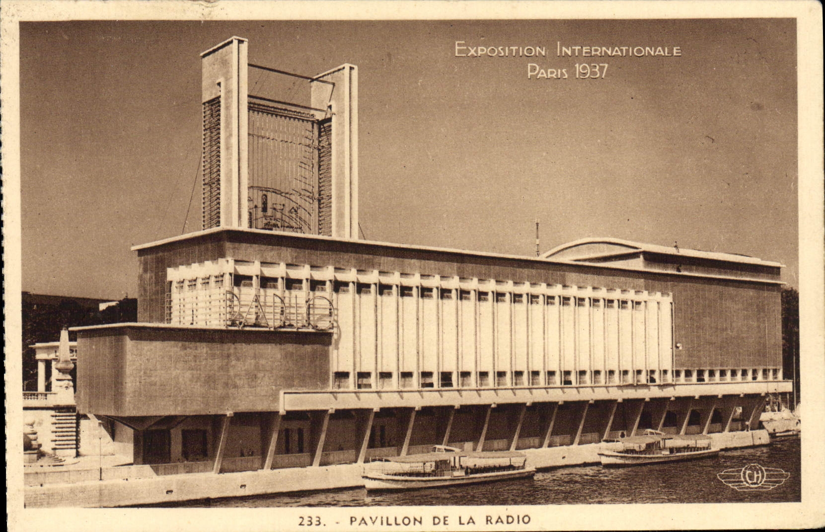 VINTAGE POSTCARD International exhibition Paris 1937 House Of the radio