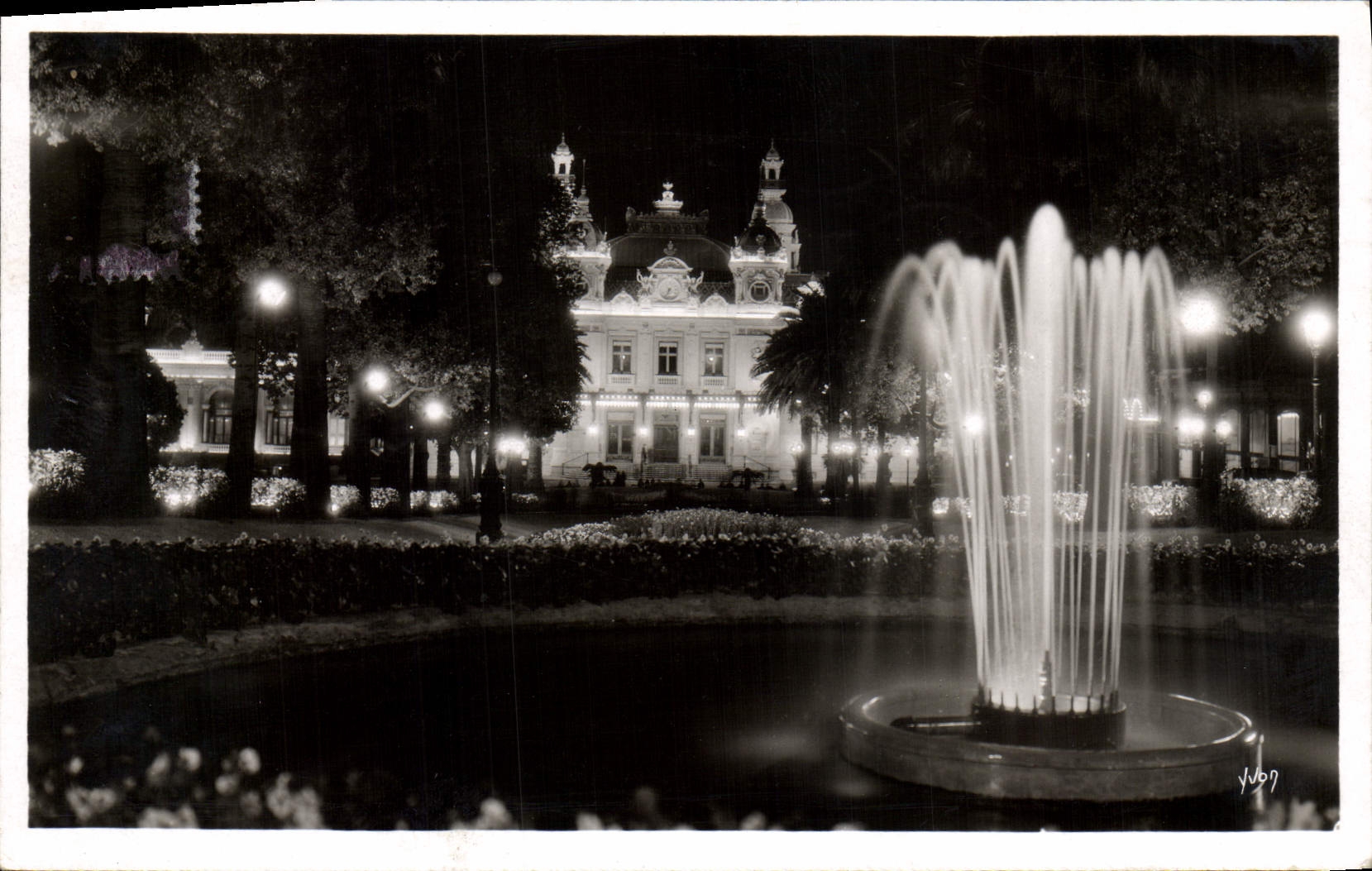 VINTAGE POSTCARD Dimension Of Azure Monte Carlo Lighting of night in the gardens of the casino