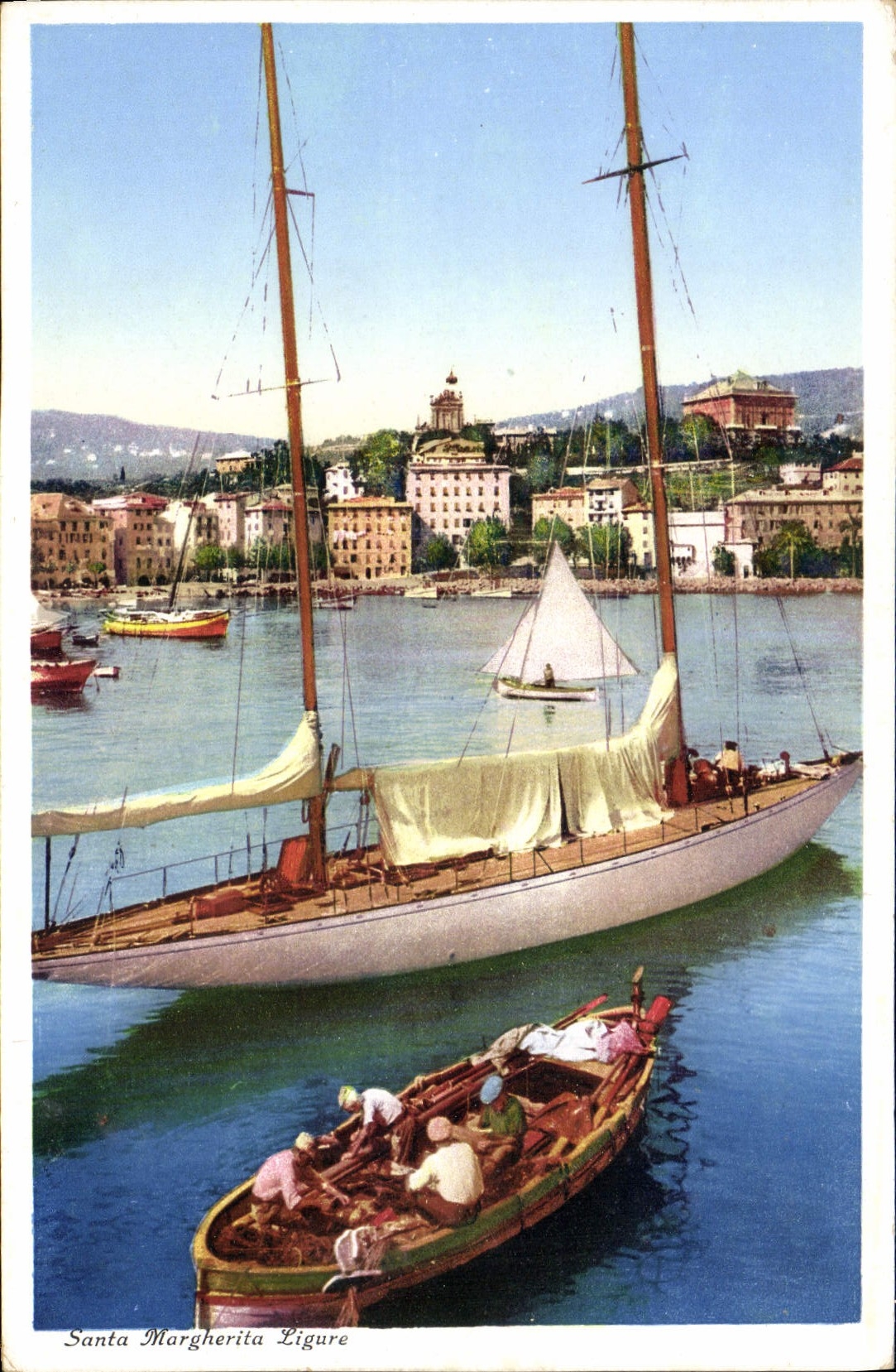 VINTAGE POSTCARD Santa Margherita Ligure Boat