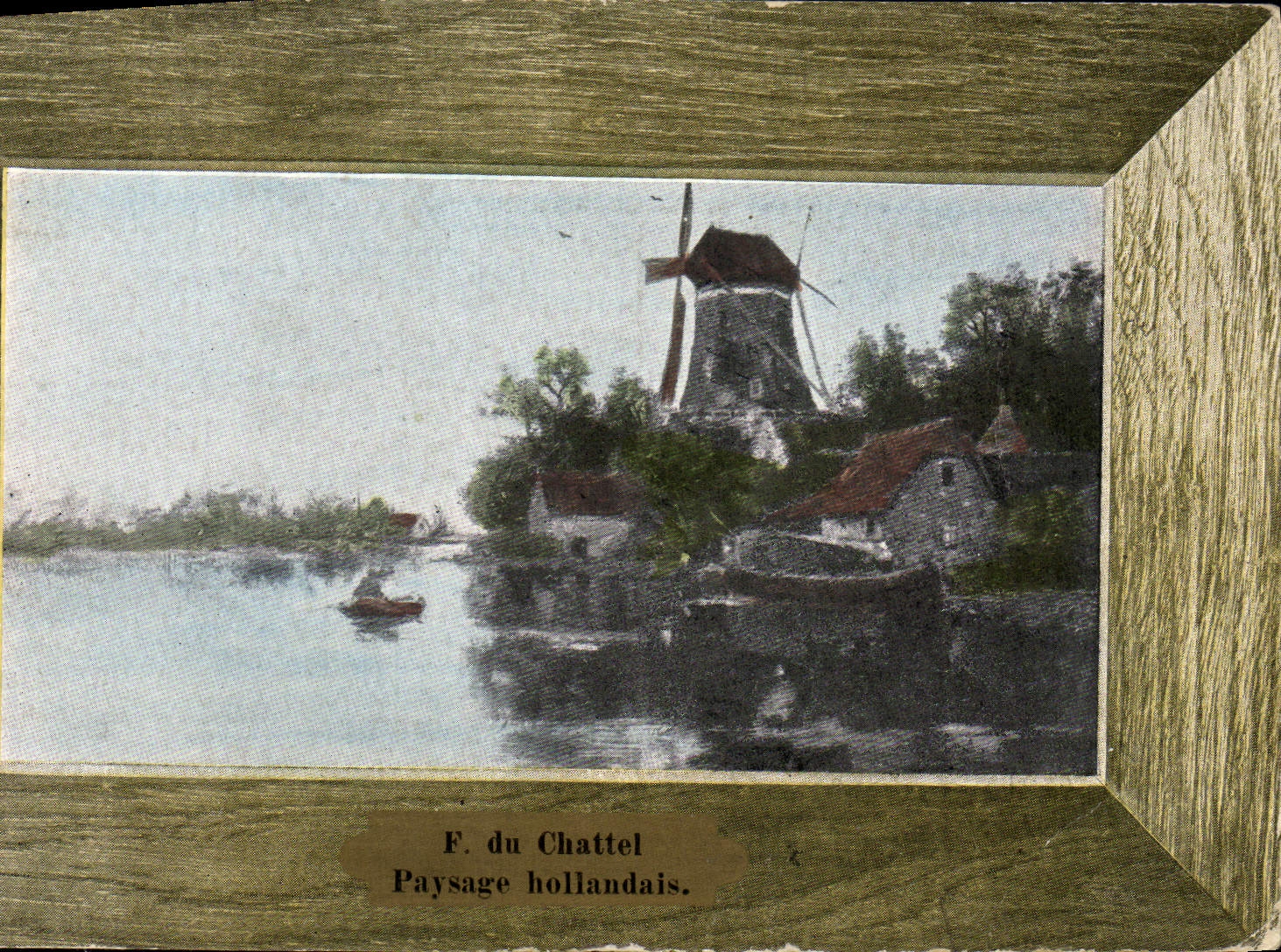 VINTAGE POSTCARD F Of Chattel Dutch Landscape Windmill