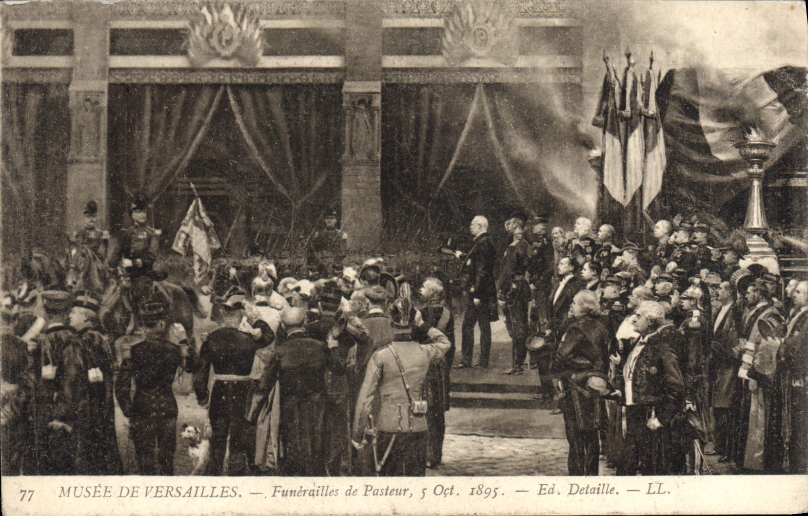 VINTAGE POSTCARD Museum Of Versailles Funeral Of Detailed Pasteur ED