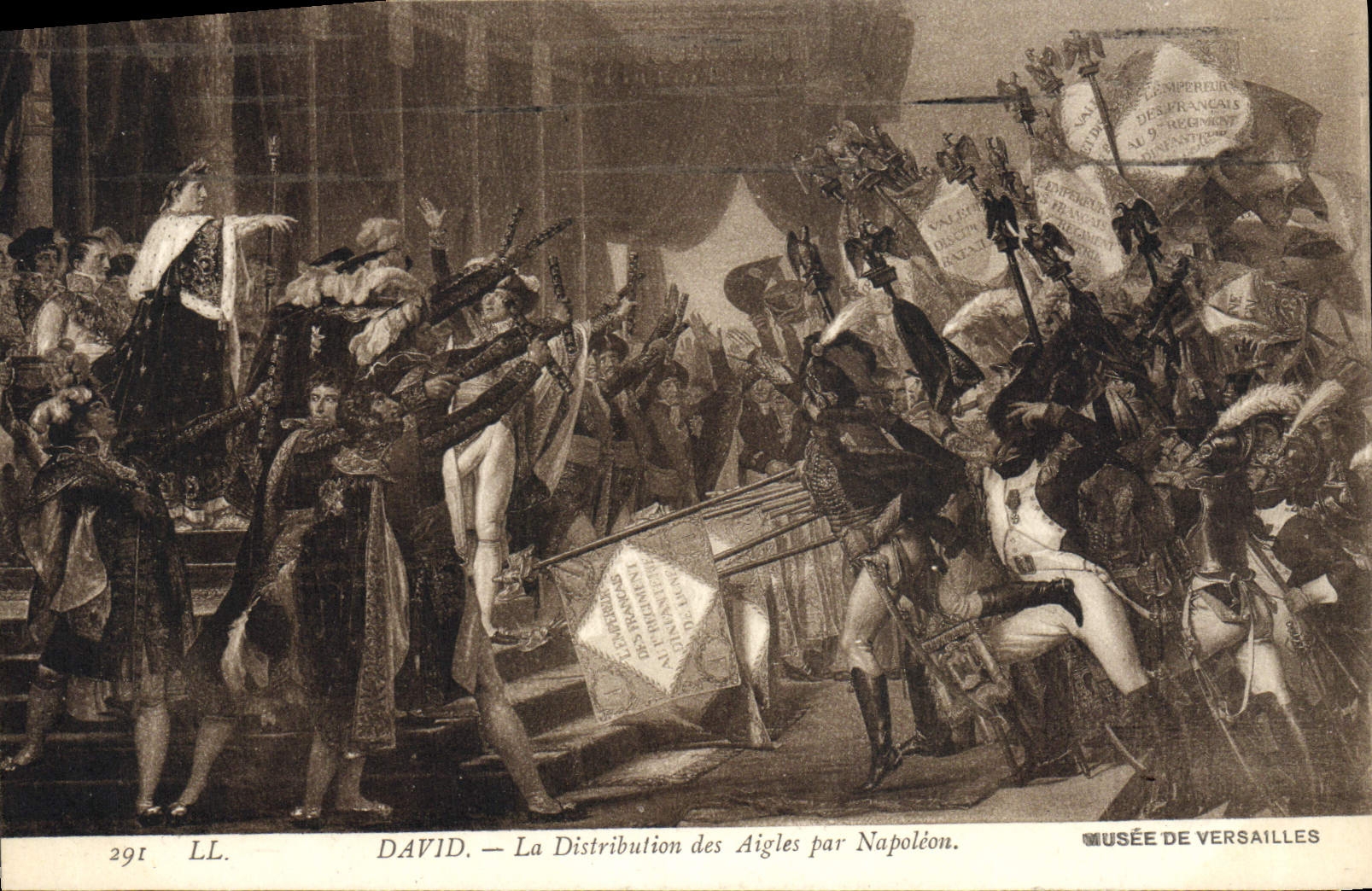 VINTAGE POSTCARD David Distribution Of the Eagles By Napoleon Versailles