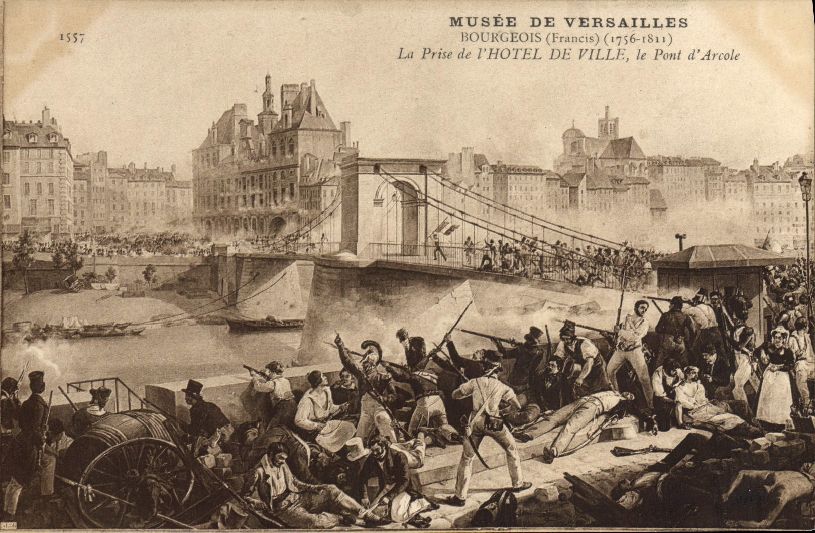VINTAGE POSTCARD Museum Of Middle-class Versailles the catch of the town hall the bridge of Arcole