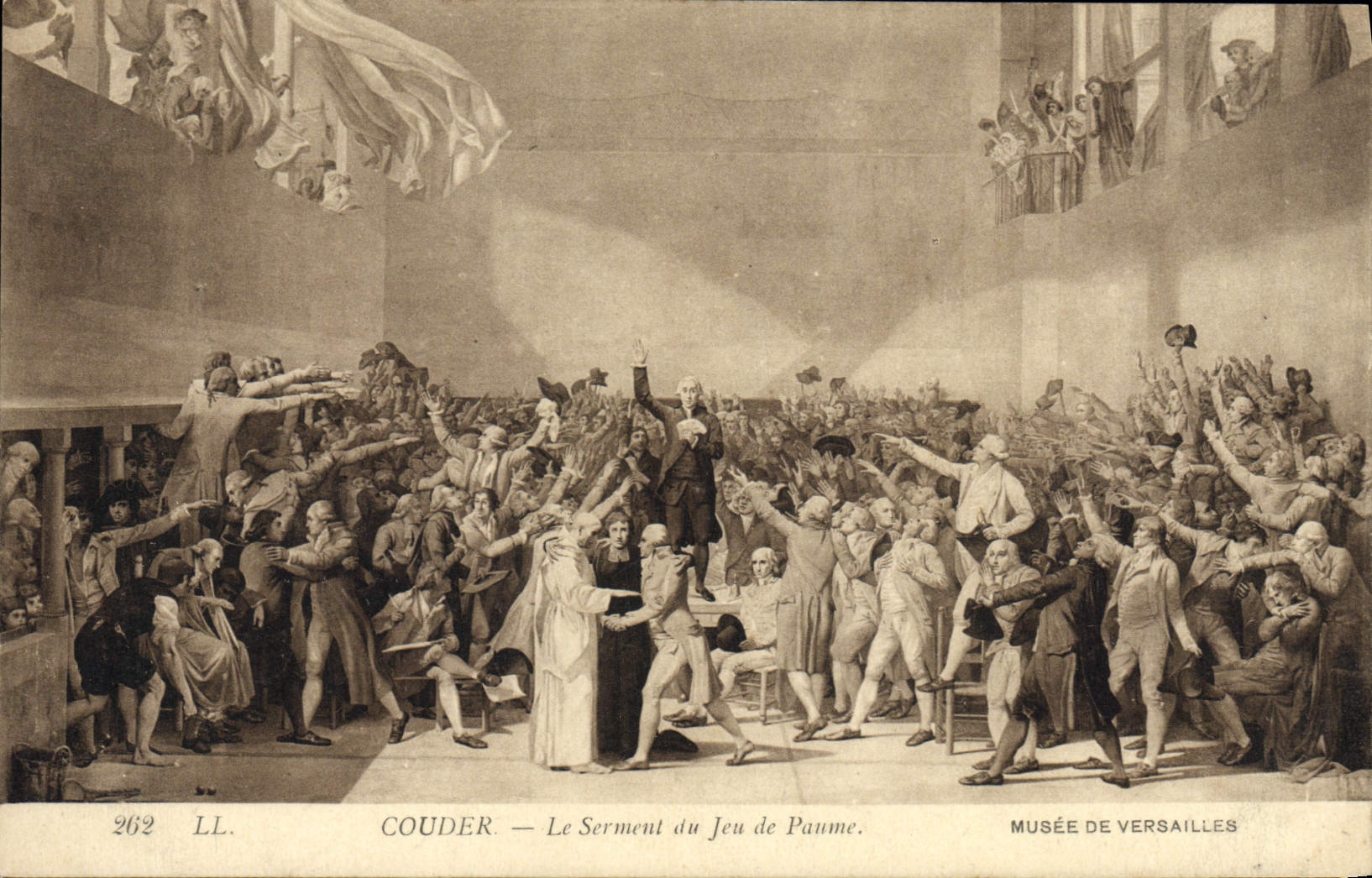 VINTAGE POSTCARD To bend the Oath Of Jeu de Paume Versailles