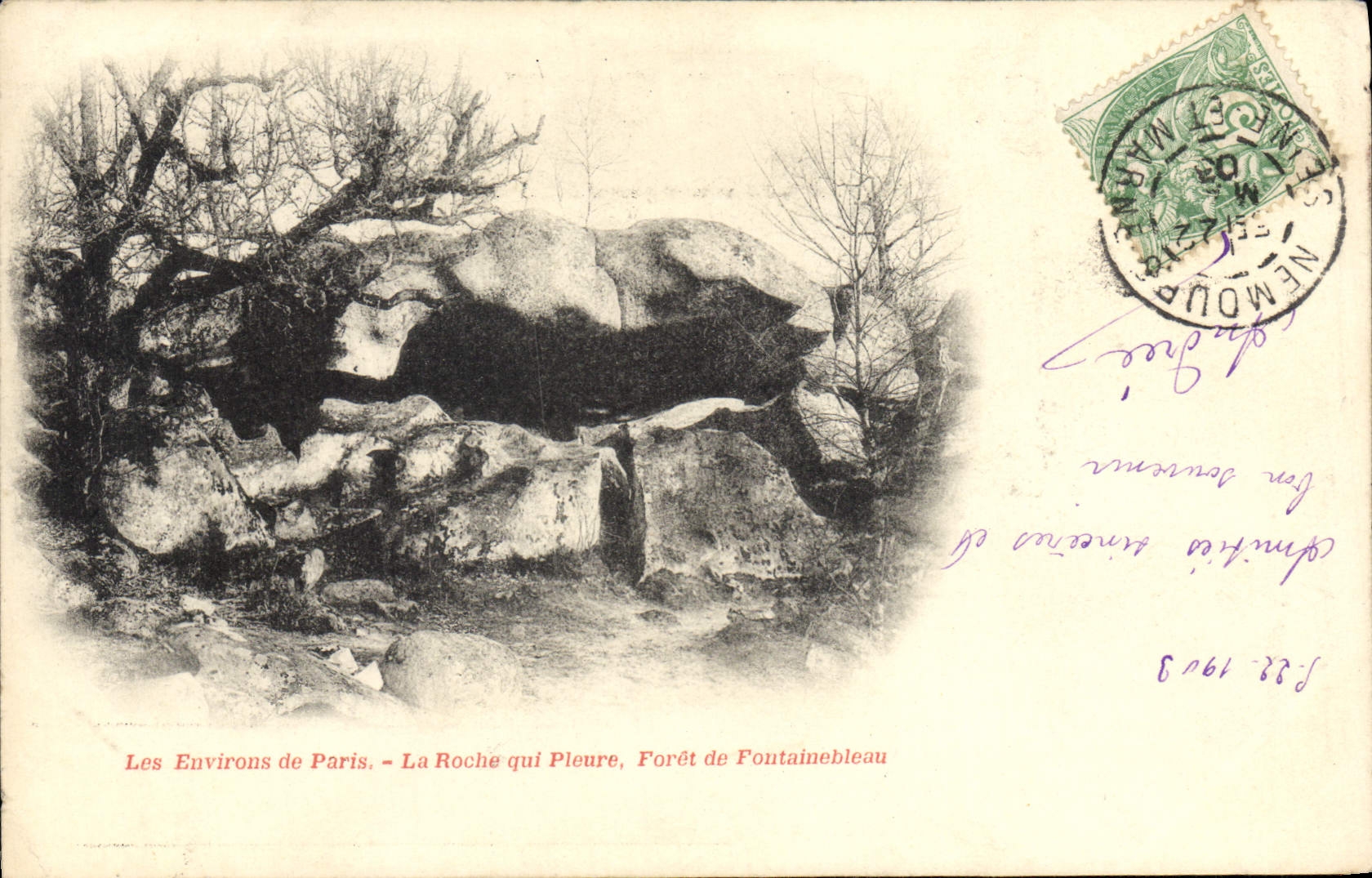 VINTAGE POSTCARD Surroundings Of Paris the Rock Which Cries Drill Of Fontainebteau