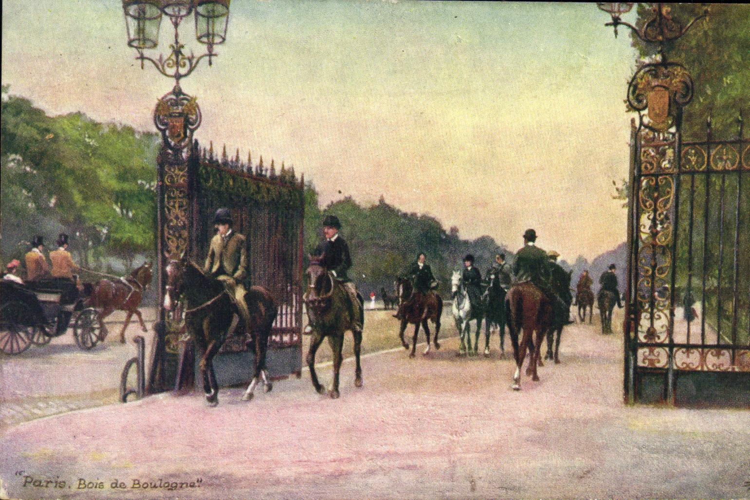 VINTAGE POSTCARD Paris Bois de Boulogne Horses
