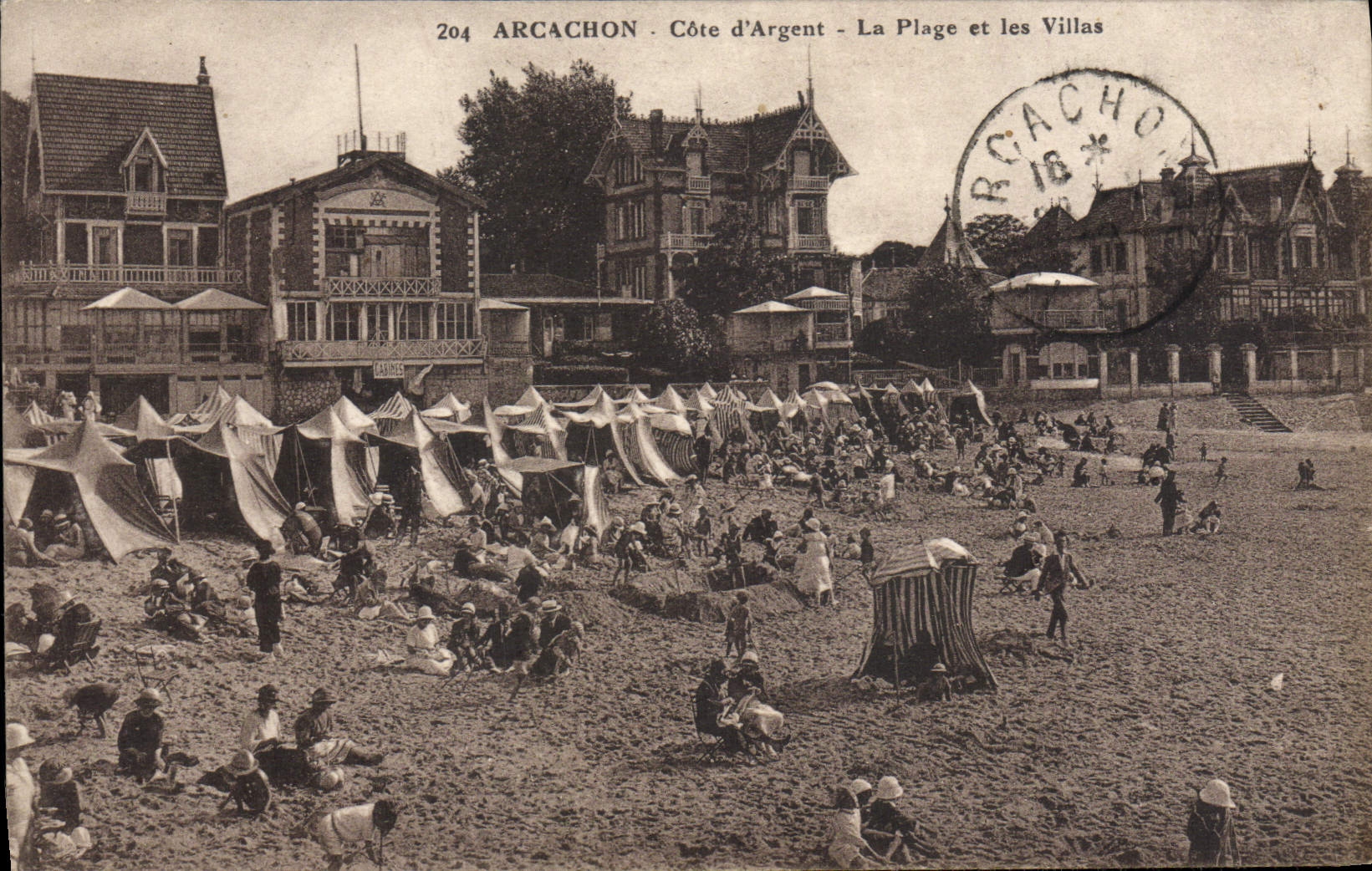 VINTAGE POSTCARD Arcachon Dimensions Money the Beach And the Villas