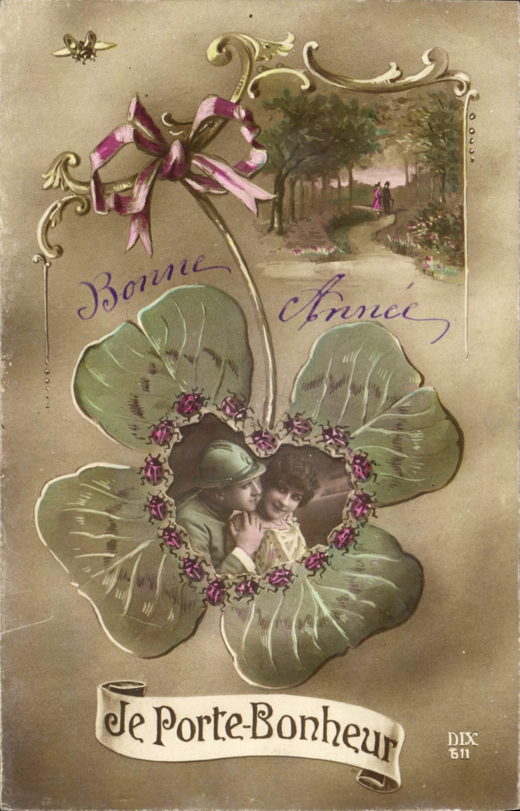 VINTAGE POSTCARD Fantaisie Militaria Soldier I Carry Happiness