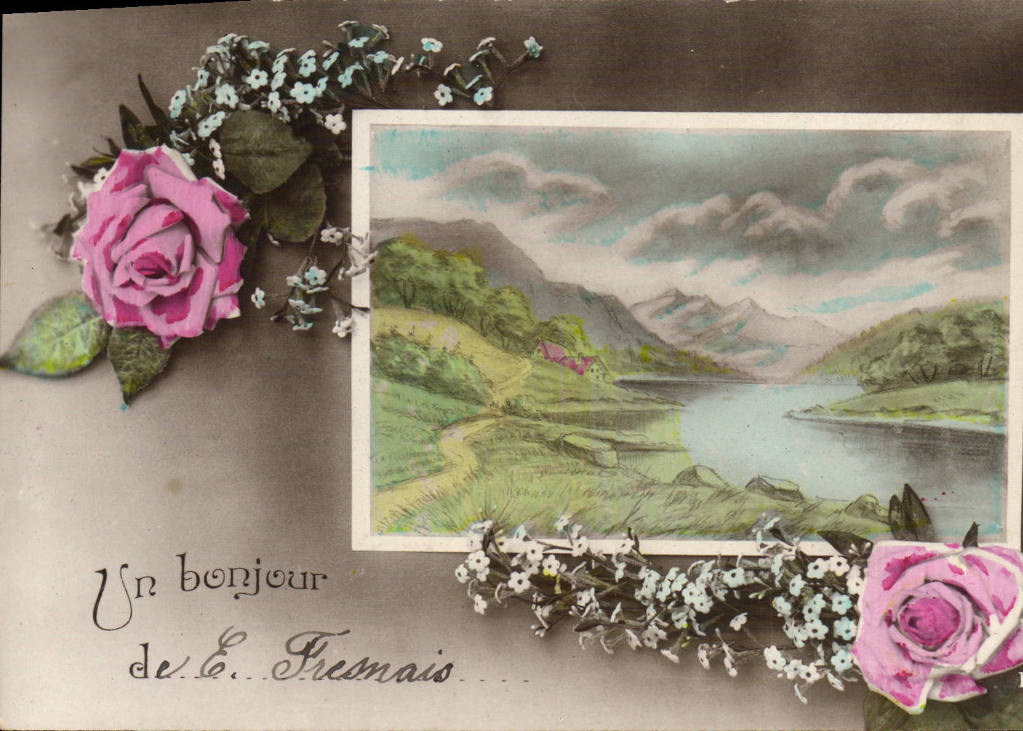 VINTAGE POSTCARD Fantasy Fresnais Flowers