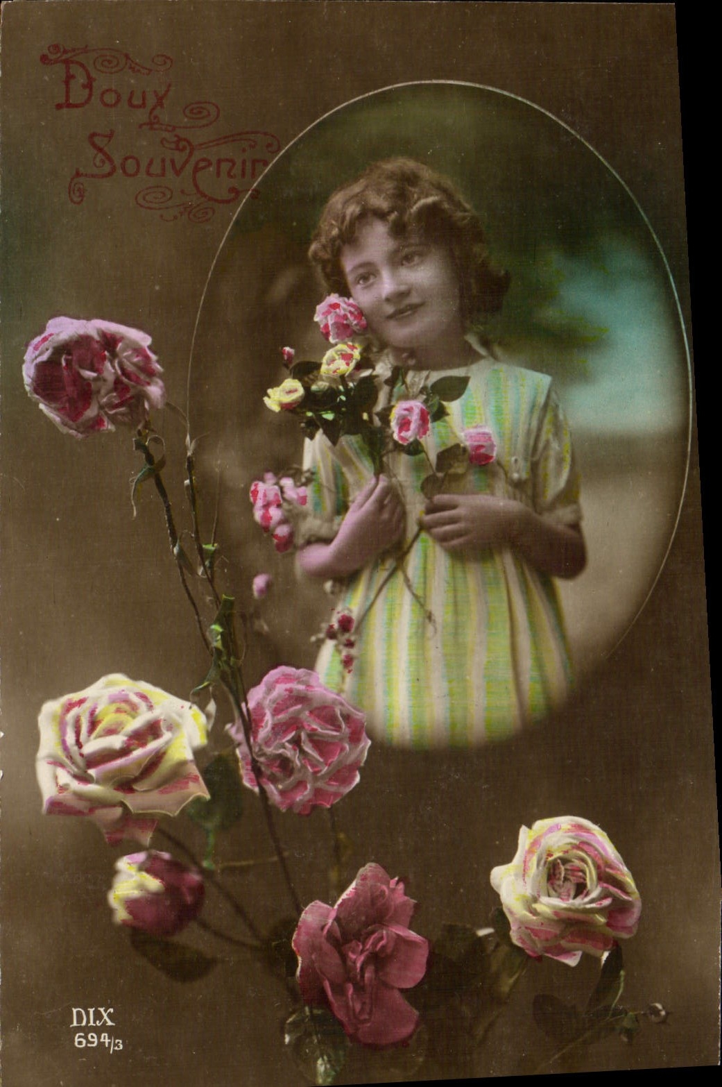 CPA Fantaisie Fleurs Enfant