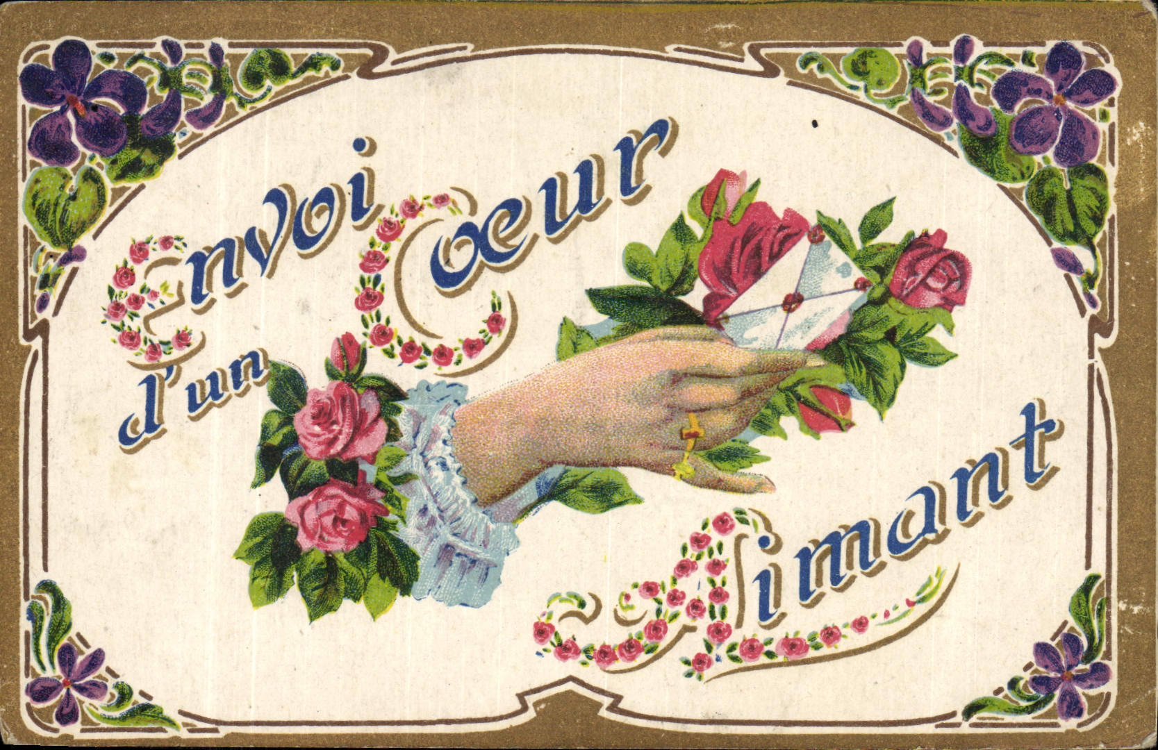 CPA Fantaisie Main Fleurs 