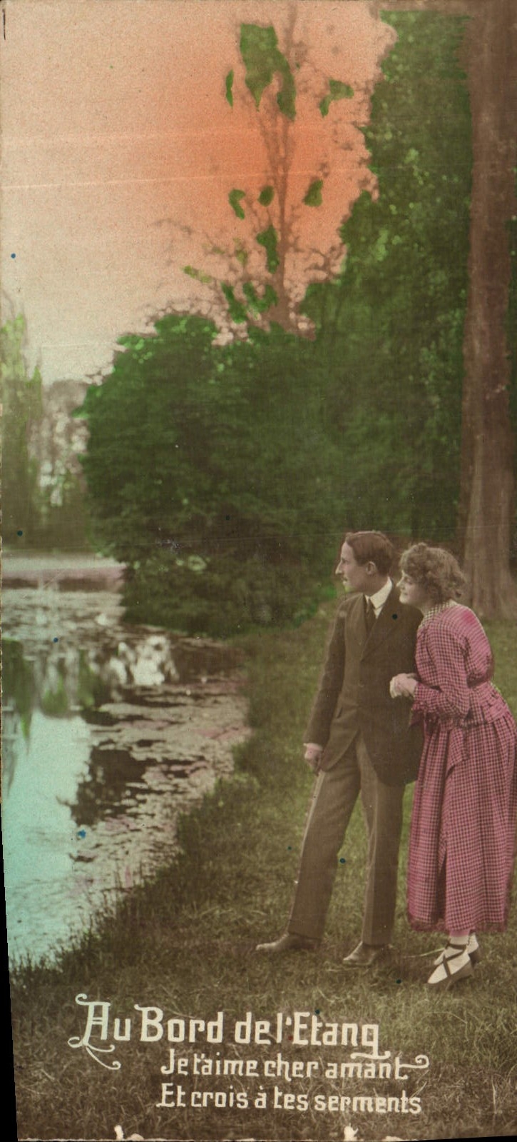 VINTAGE POSTCARD Fantasy Woman At the edge of the pond