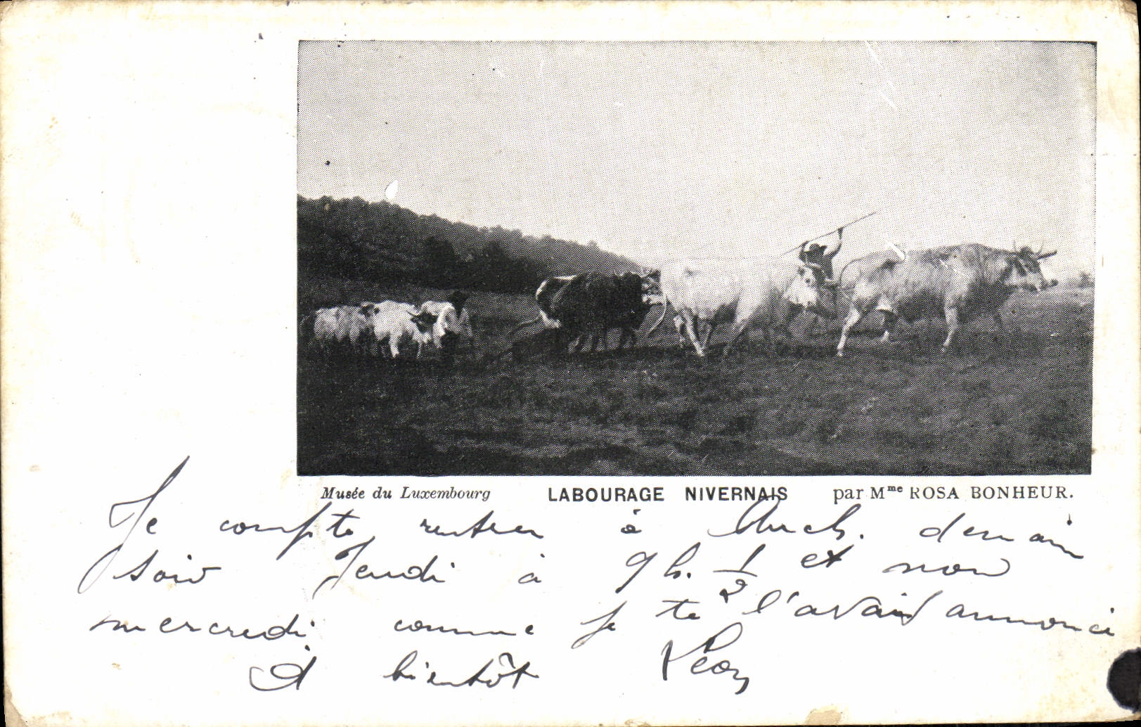 VINTAGE POSTCARD Paris Museum of Luxembourg Nevers-native Tilling Rosa Happiness Cows