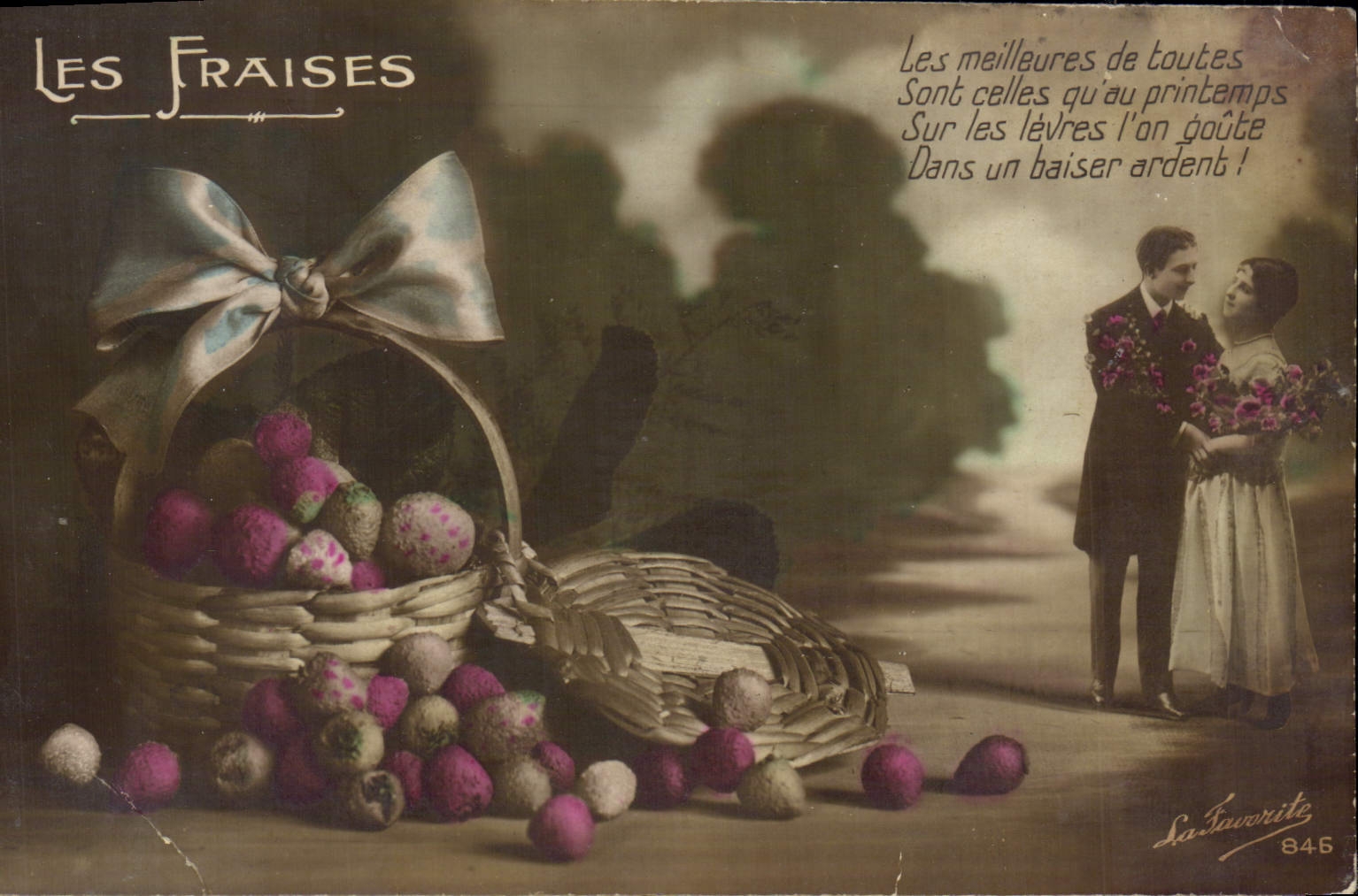 VINTAGE POSTCARD Fantasy Strawberries