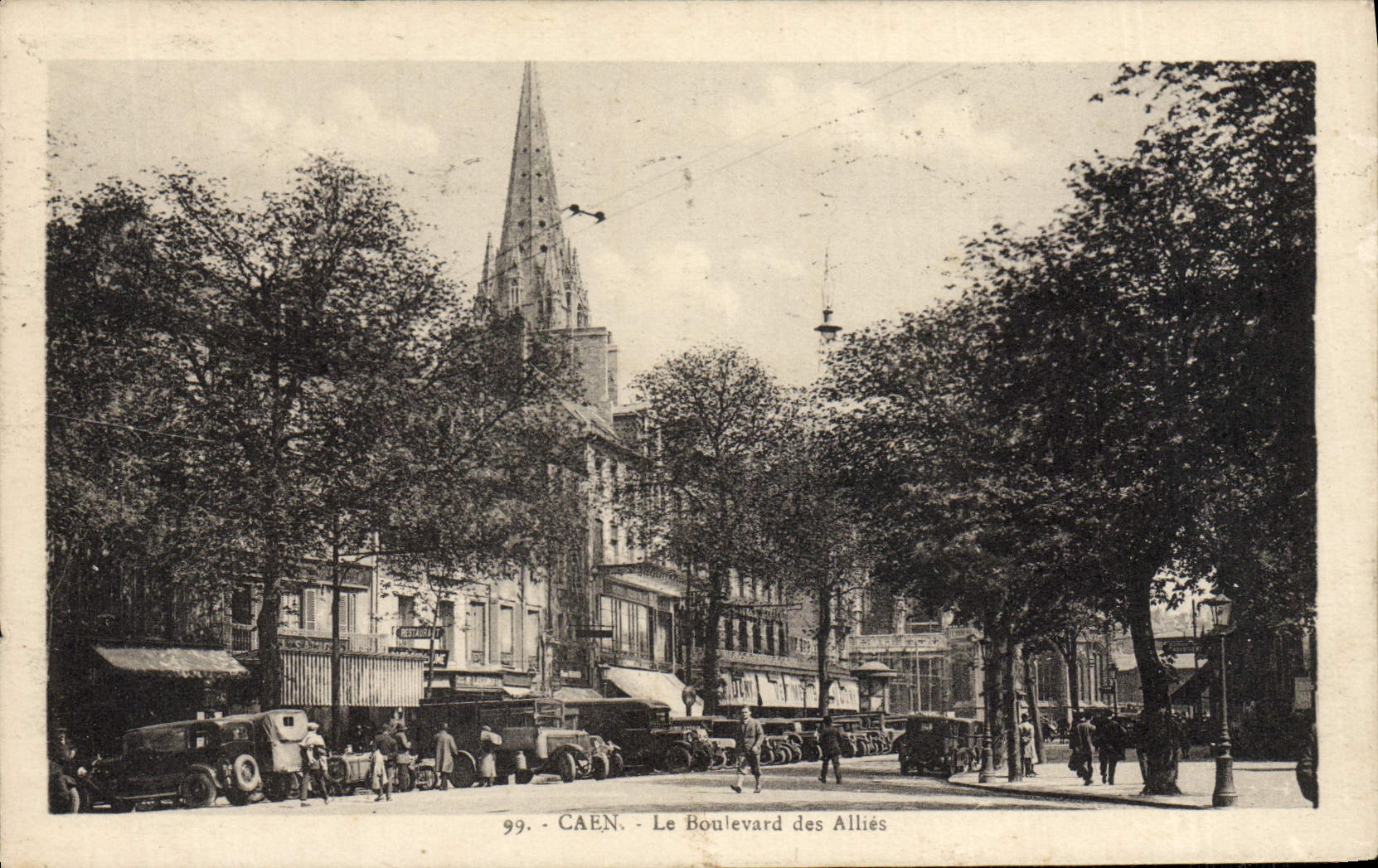 VINTAGE POSTCARD Caen the Boulevard Of Combine