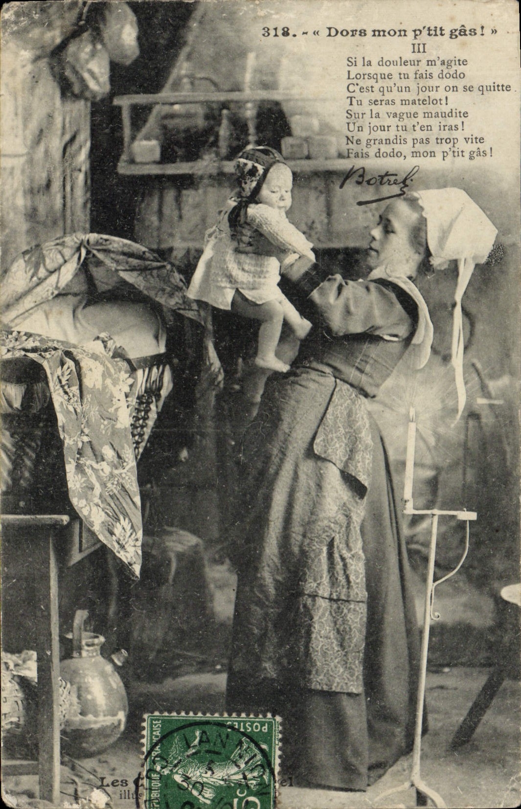 CPA Dors Mon P'tit Gas Bretagne Folklore 