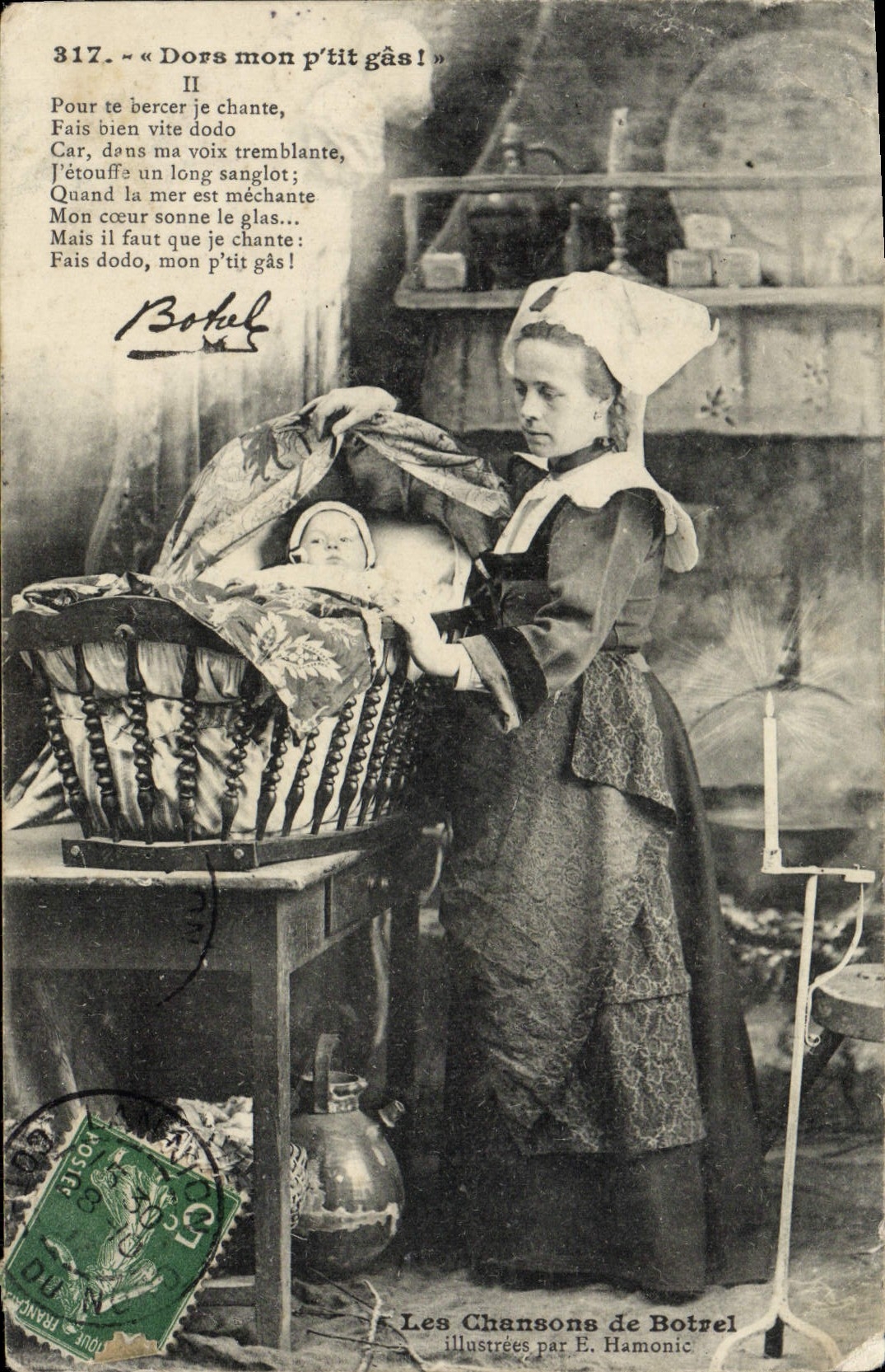 CPA Dors Mon P'tit Gas Botrel Folklore 