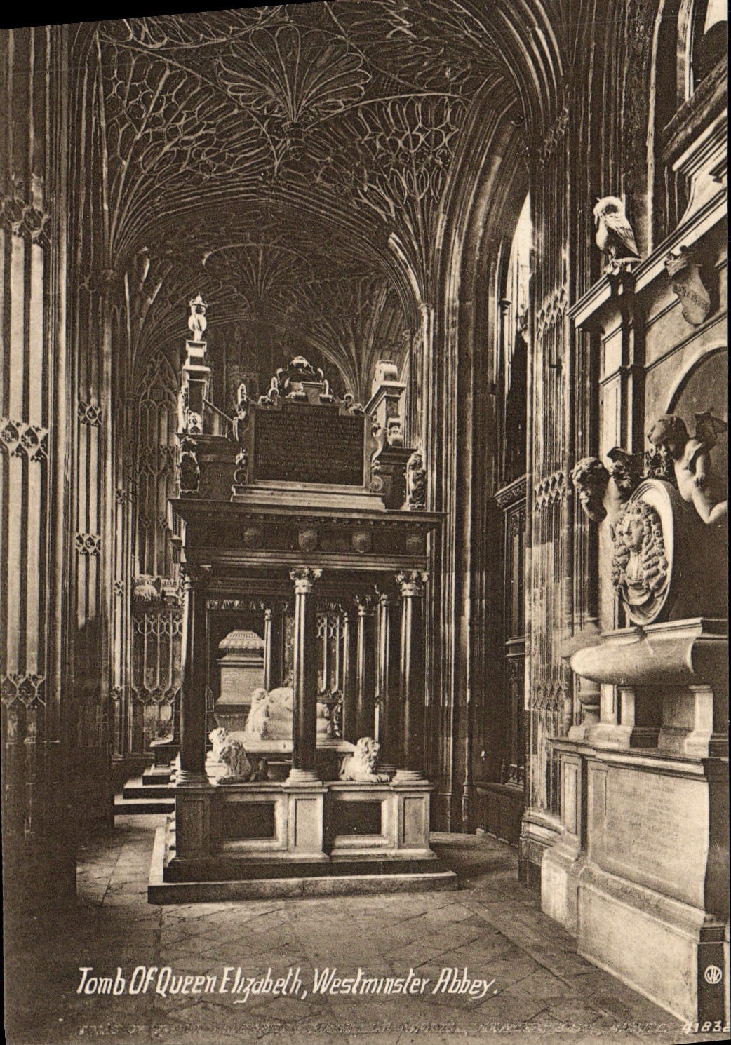 Tumba de la POSTAL de la VENDIMIA de la abadía Londres de la reina Elizabeth Westminster