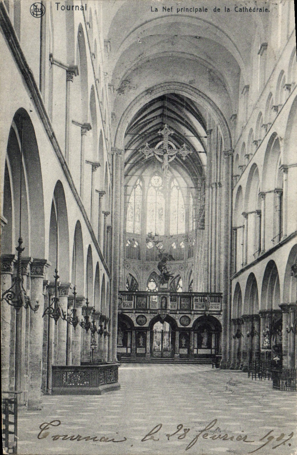 VINTAGE POSTCARD Tournal the Principal Nave of the Cathedral