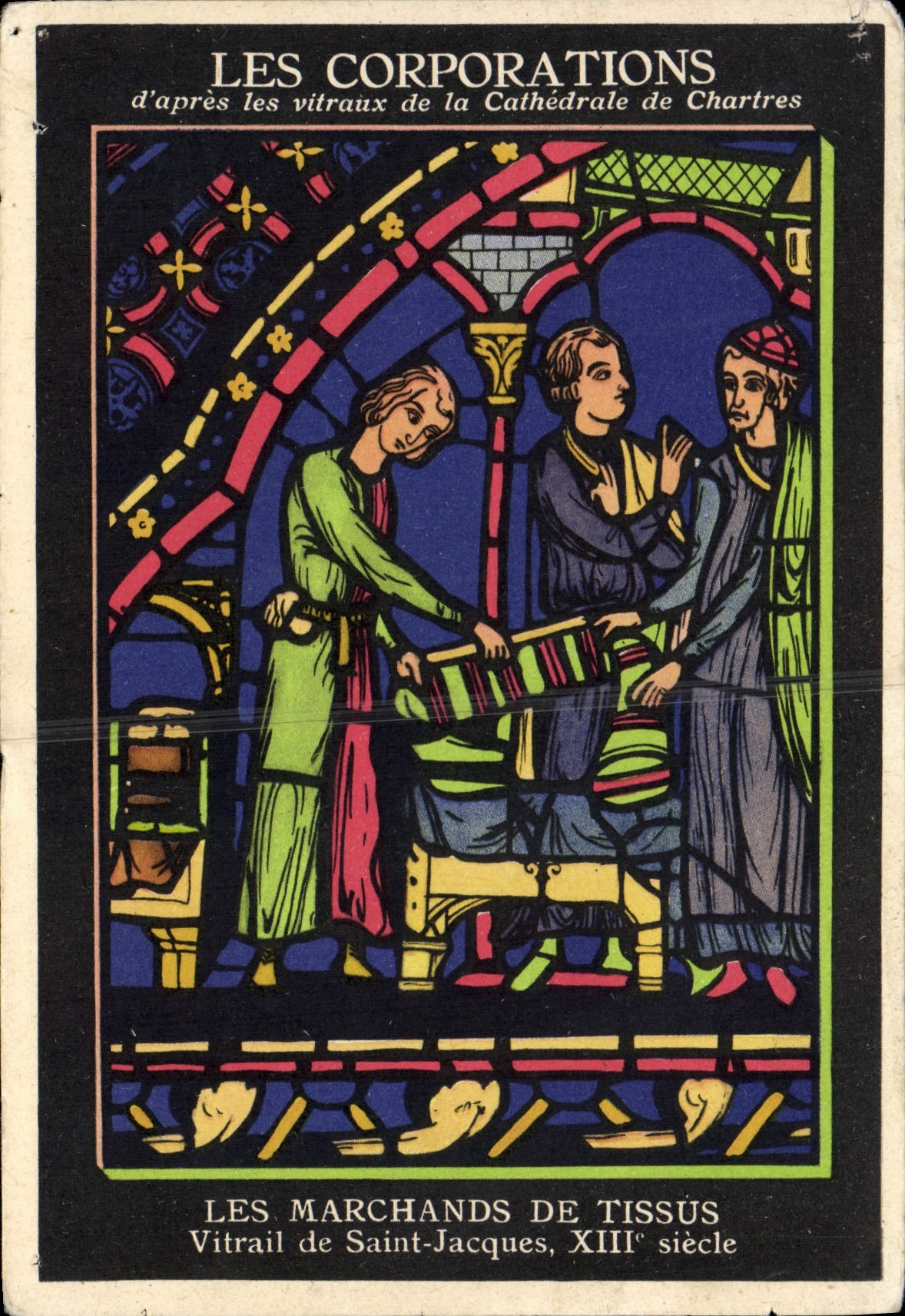 CPA Les Corporations d'Apres les Vitraux de la Cathedrale de Chartres Les marchands de tissus