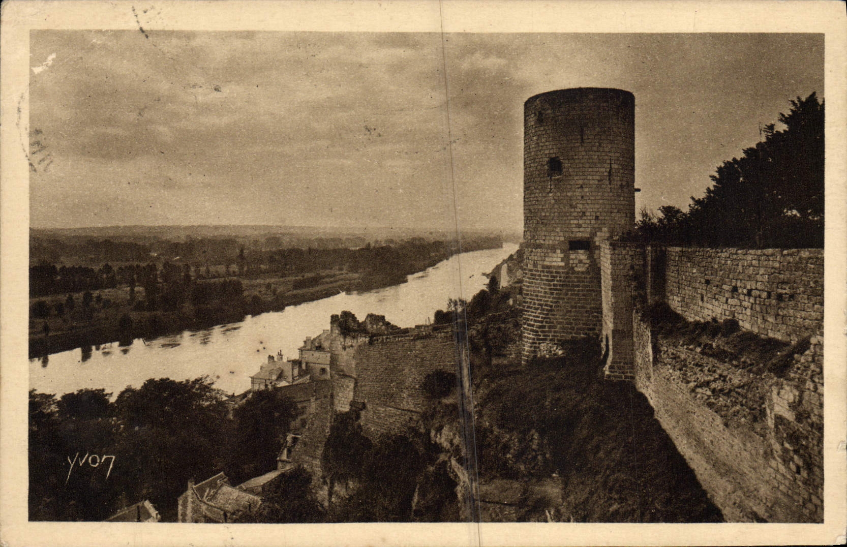 VINTAGE POSTCARD Chinon Turn of the Mill and Valley of Vienna