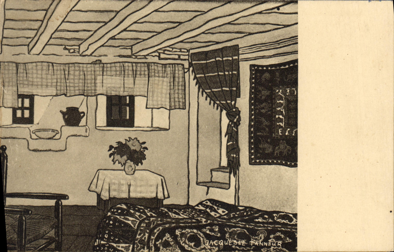 CPA Pays Basque La Maison Basque Interieur Salon