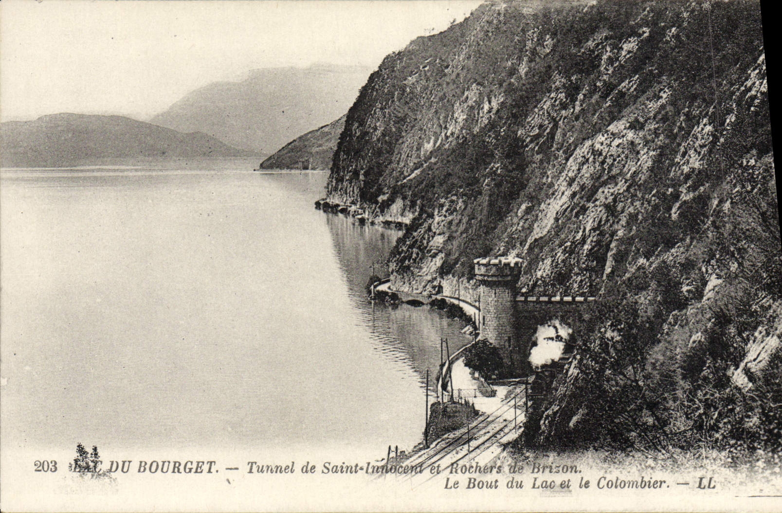CPA Lac du Bourget Tunnel de Saint Innocent et rochers de Brizon Le bout du lac et le colombier 