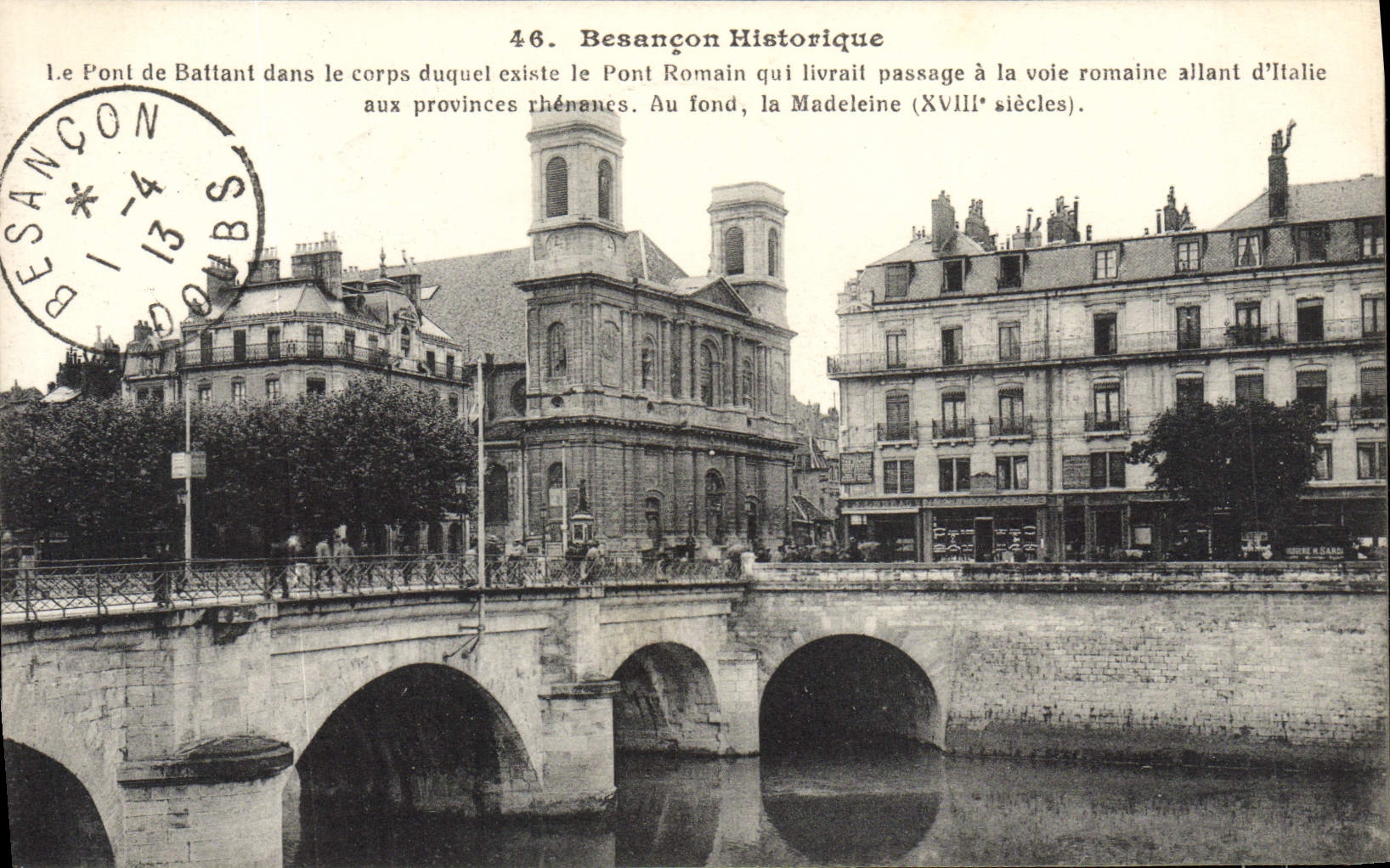 VINTAGE POSTCARD Historical Besancon the bridge of leaf