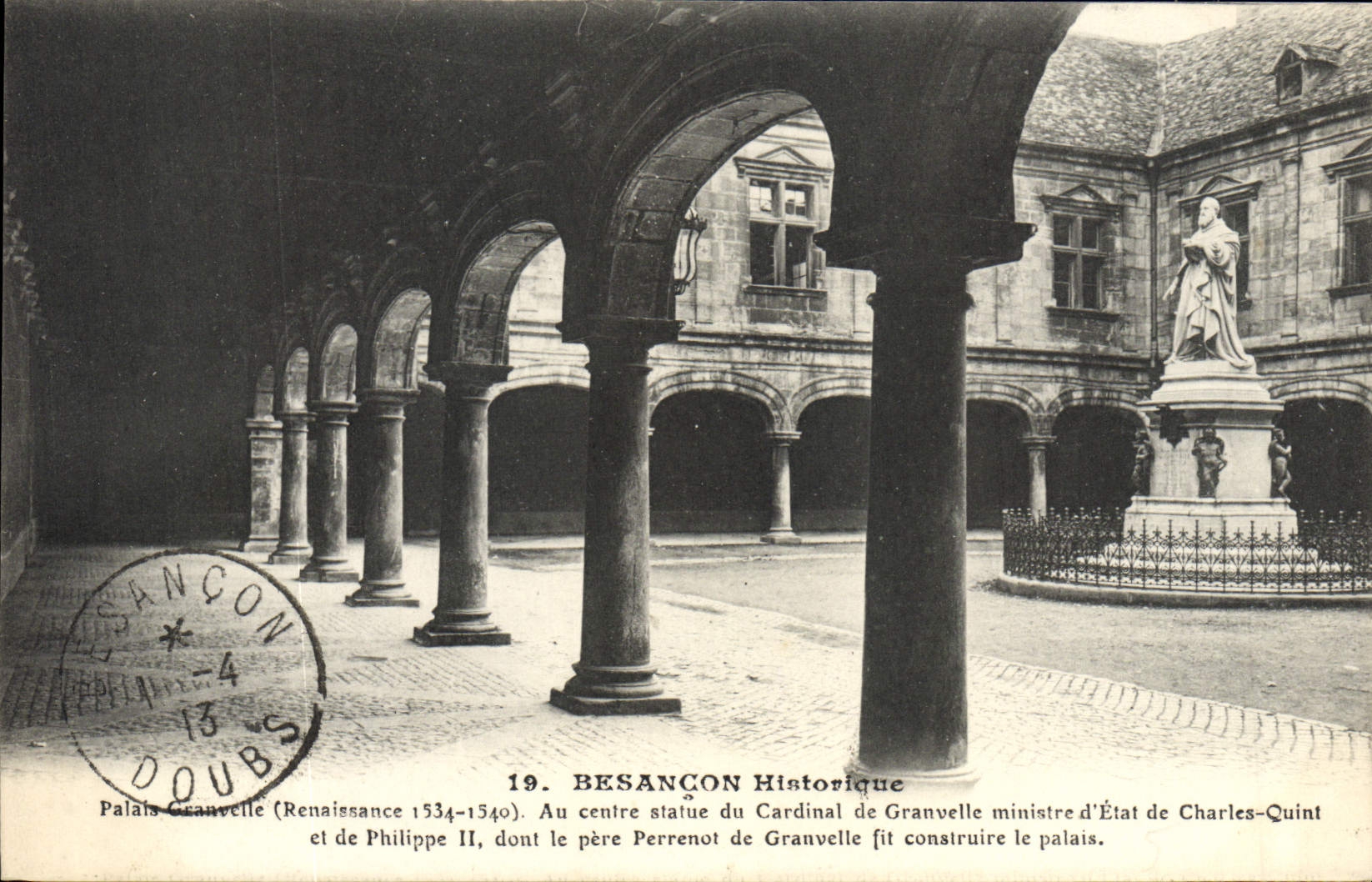 VINTAGE POSTCARD Historical Besancon Granvelle Palate