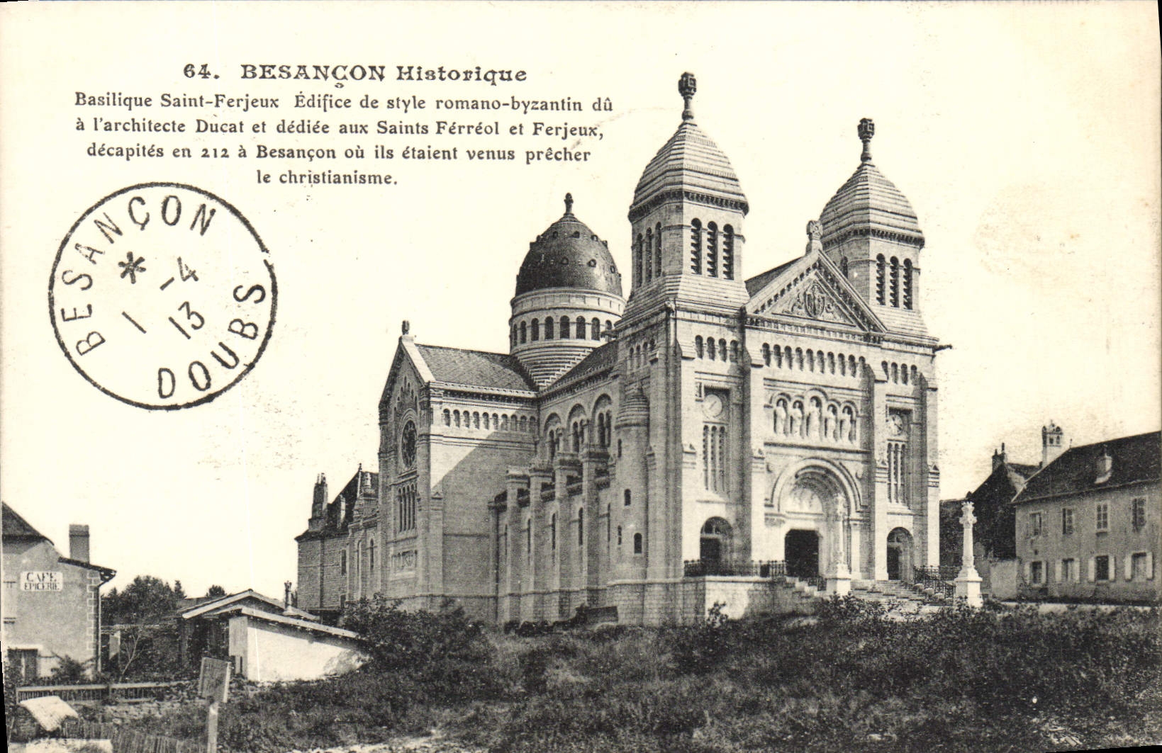 VINTAGE POSTCARD Historical Besancon Basilica Holy Ferjeux