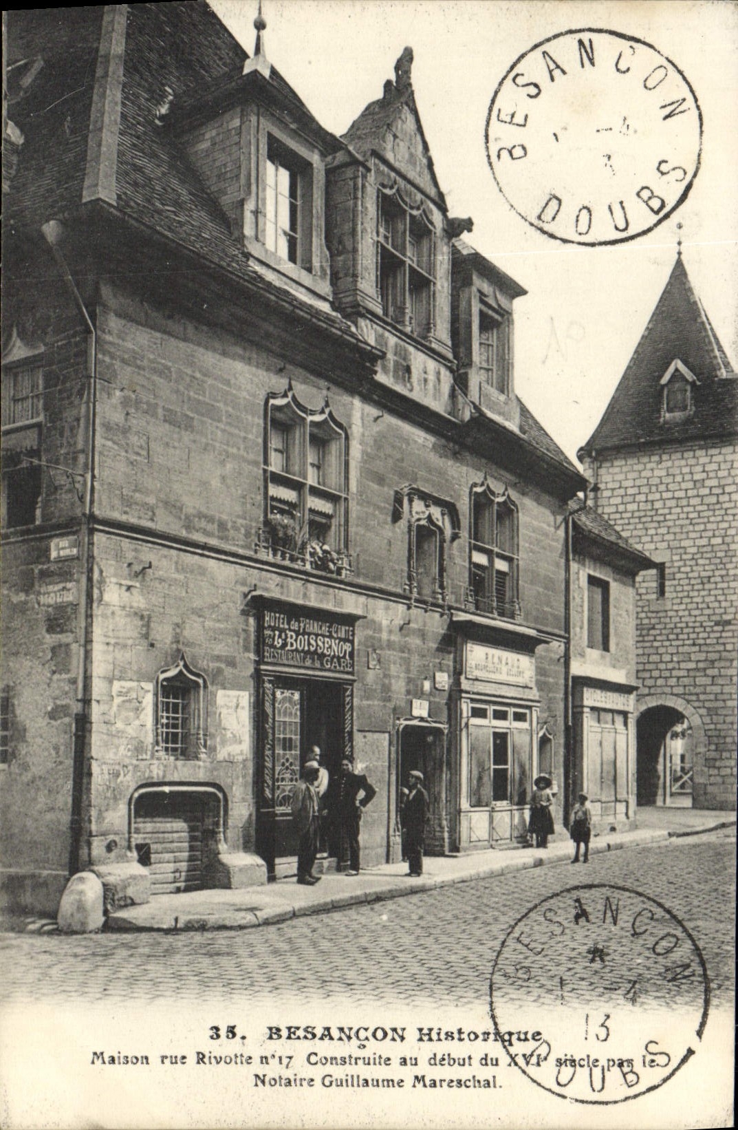 VINTAGE POSTCARD Besancon House Street Rivotte