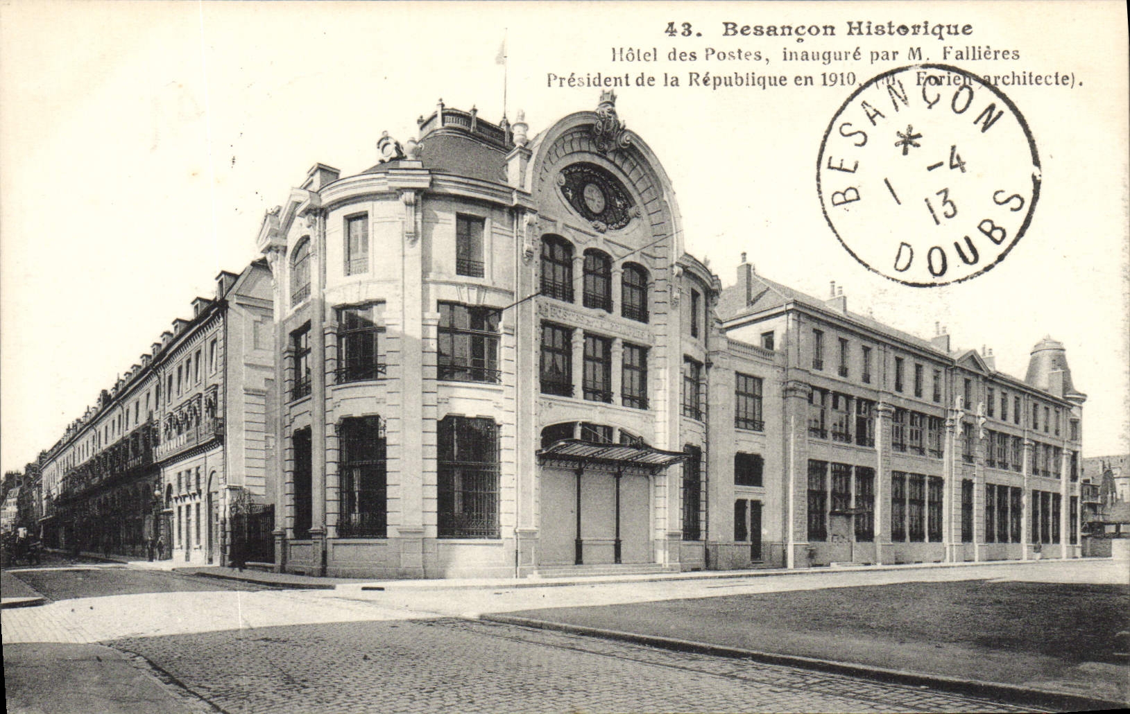 CPA Besancon Historique Hotel des Postes Inaugure Par M Fallieres