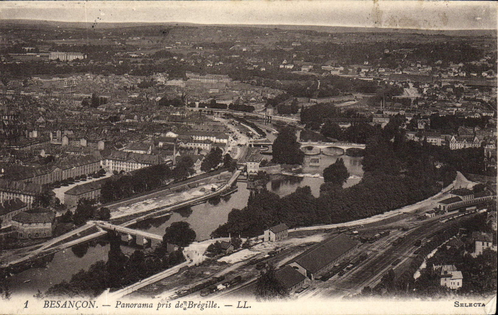 VINTAGE POSTCARD Besancon Panorama Taken of Bregille
