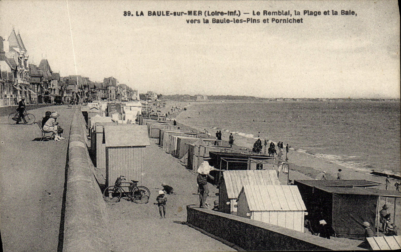VINTAGE POSTCARD La Baule On Sea Remblal the Beach and the Bay towards Baule pines and Pornichet