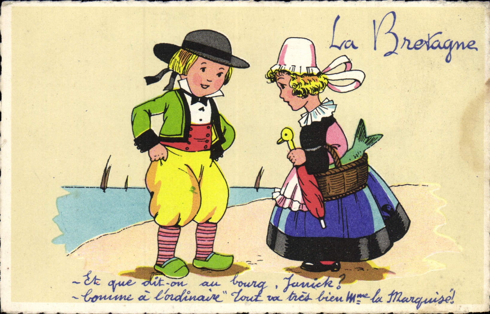 CPA La Bretagne Enfants Folklore