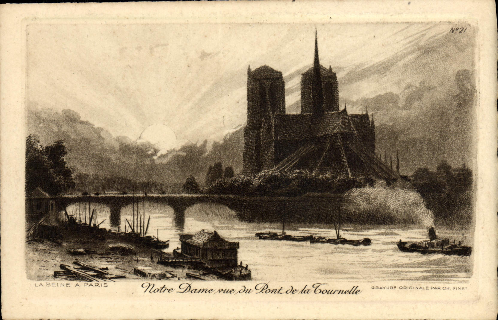 CPA Paris Notre Dame vue du pont de la Tournelle