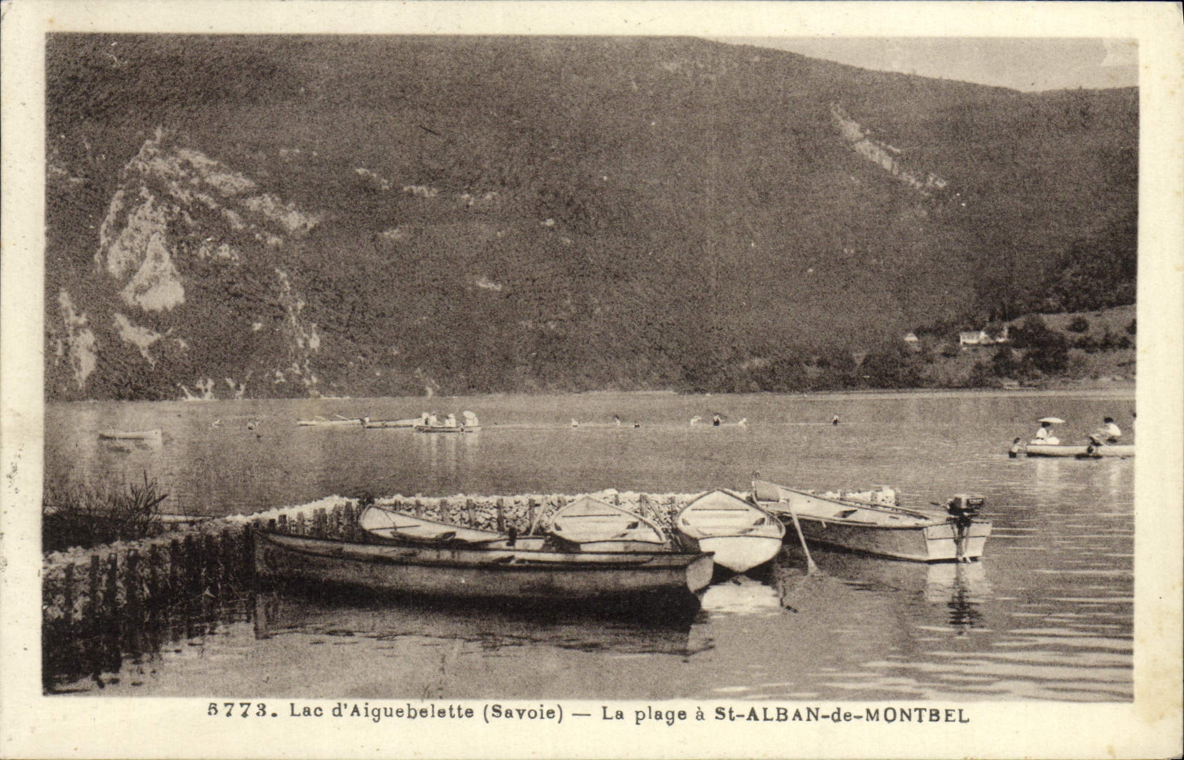 CPA Lac d'Aiguebelette La plage a St Alban de Montbel