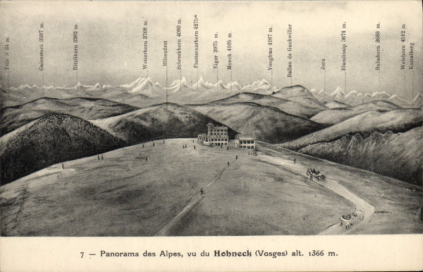 VINTAGE POSTCARD Panorama of the Alps Seen of Hohneck